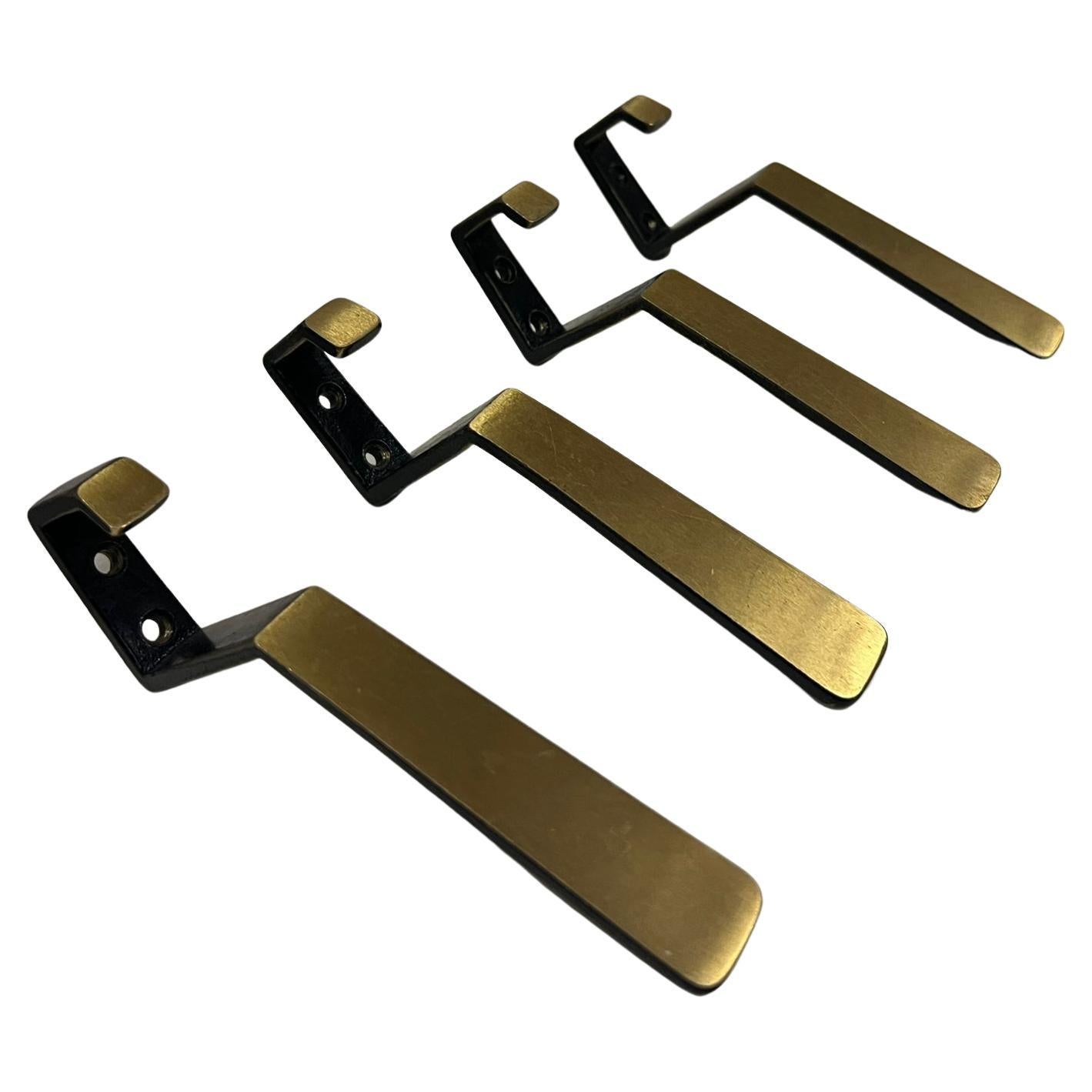 4 Pcs. Wall Hooks, Brass Blackened, Herta Baller