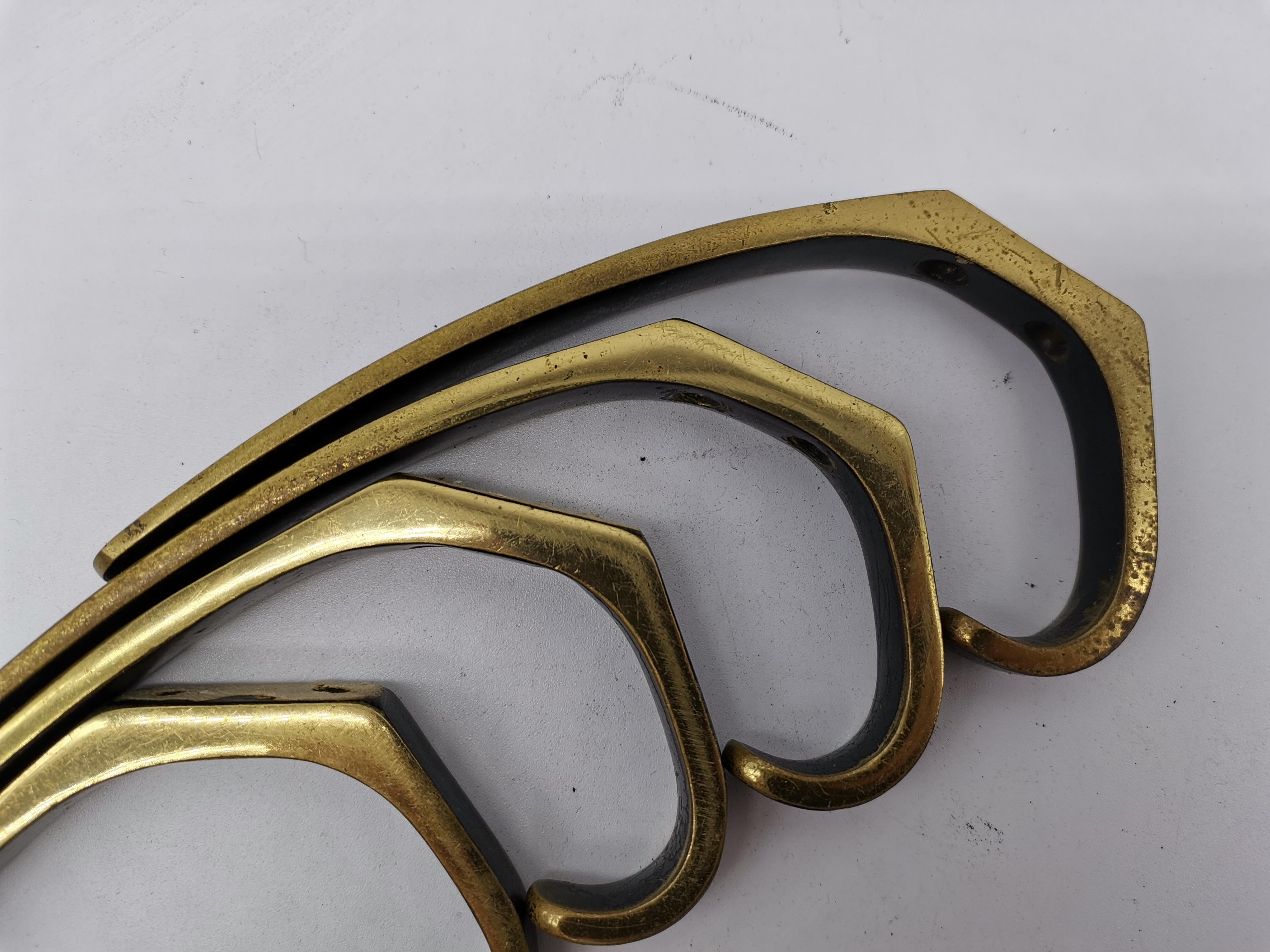 4 Pcs. Wall Hooks, Brass Blackened, Hertha Baller In Good Condition For Sale In Vienna, AT