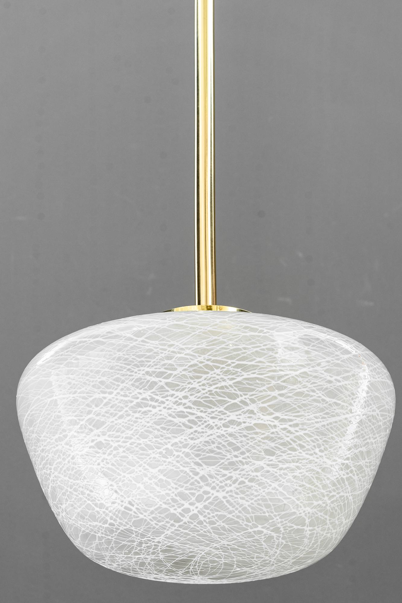 Austrian 4 pendants with glass shades vienna around 1950s For Sale