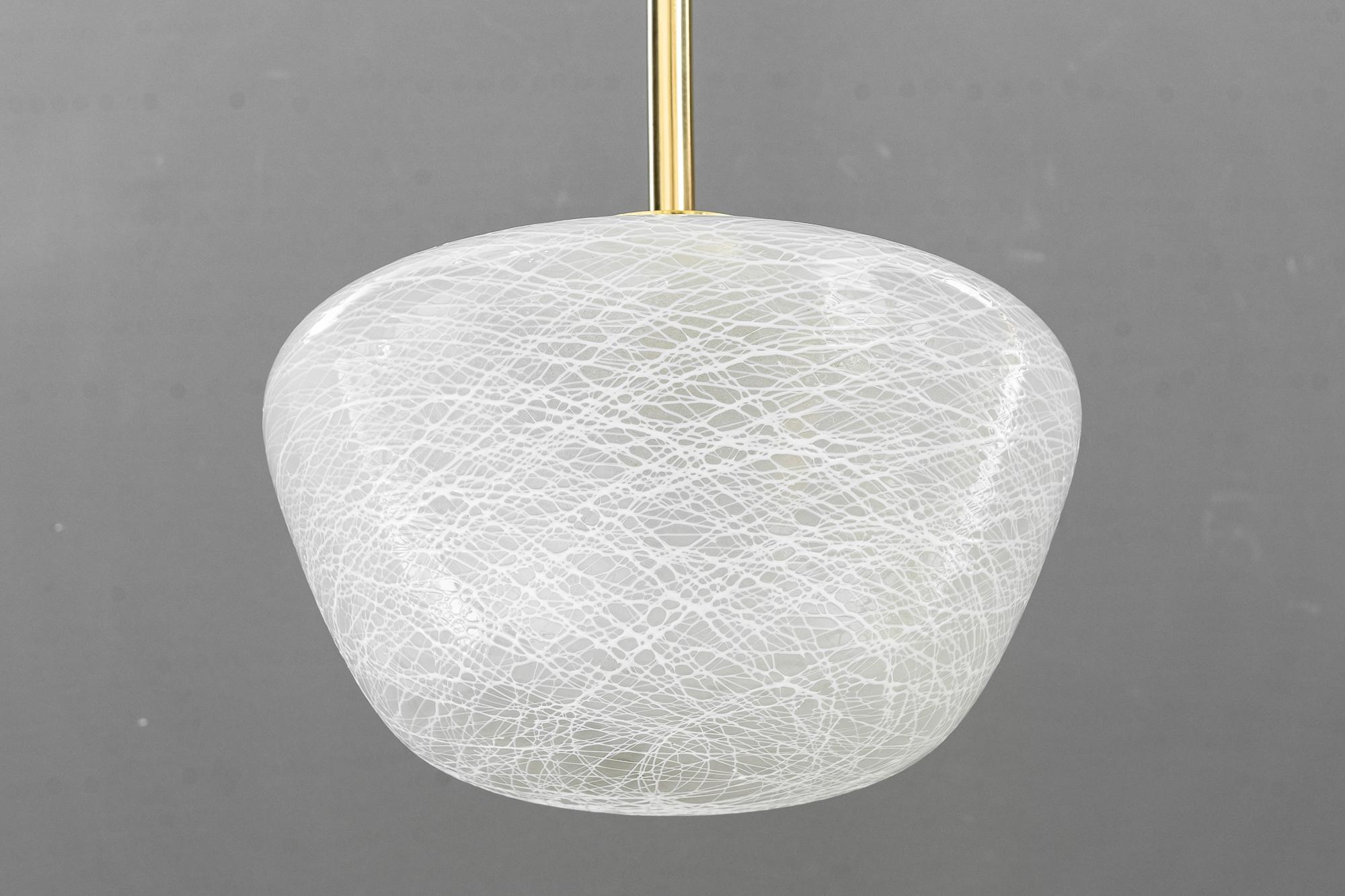4 pendants with glass shades vienna around 1950s In Good Condition For Sale In Wien, AT