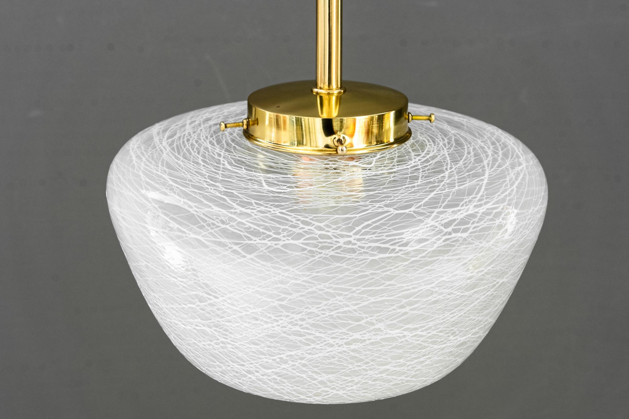Mid-20th Century 4 pendants with glass shades vienna around 1950s For Sale
