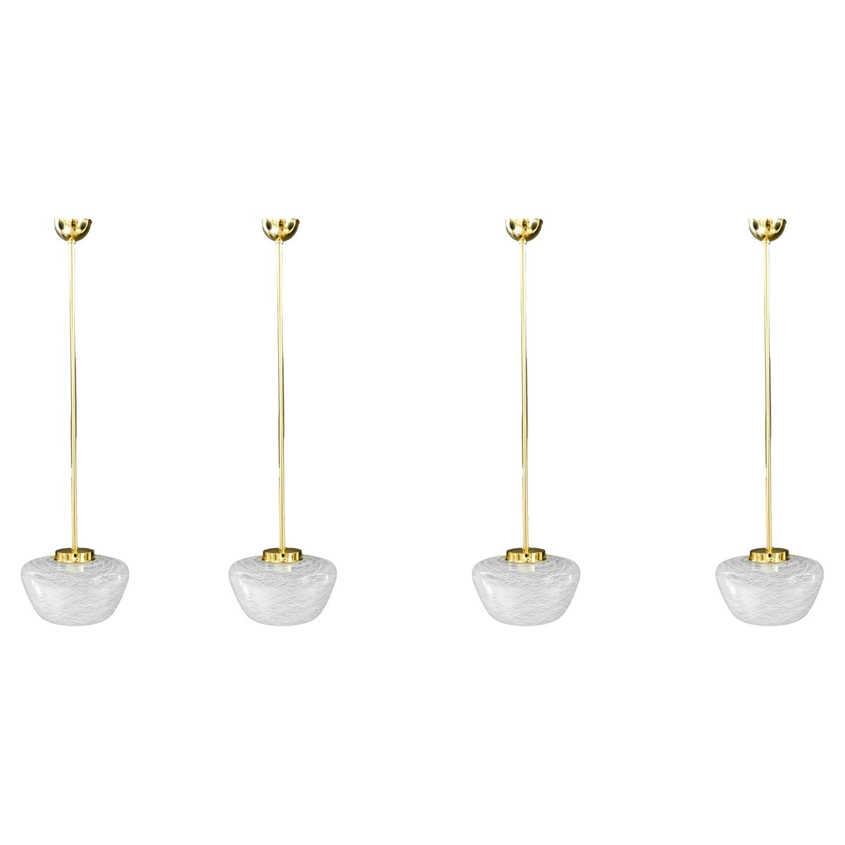 4 pendants with glass shades vienna around 1950s For Sale