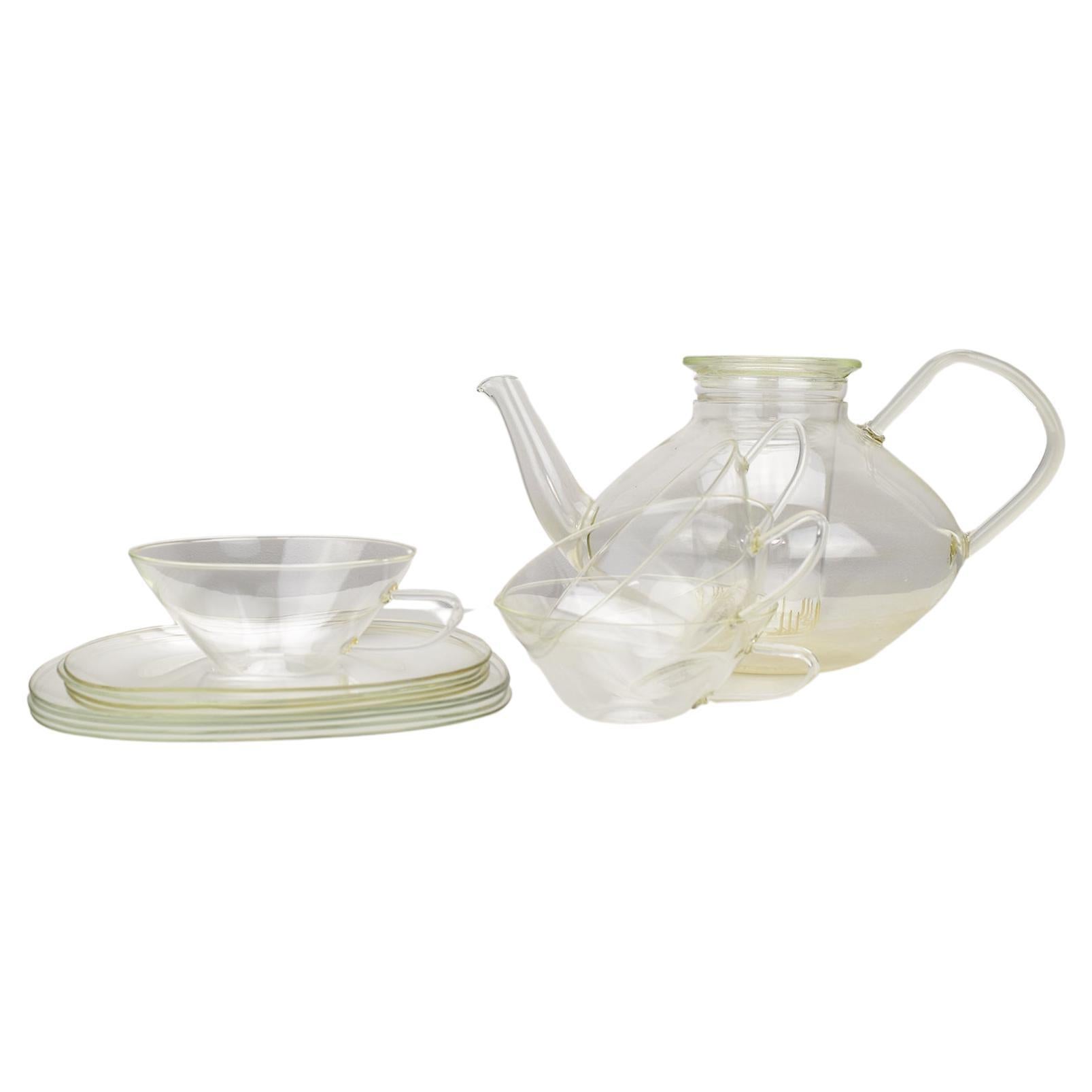 4 Person Tea Set 13pcs Design Heinrich Loffelhardt for Jenaer Glass