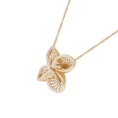 4-Petal Calla Flower Necklace in Rose Gold and Diamonds
