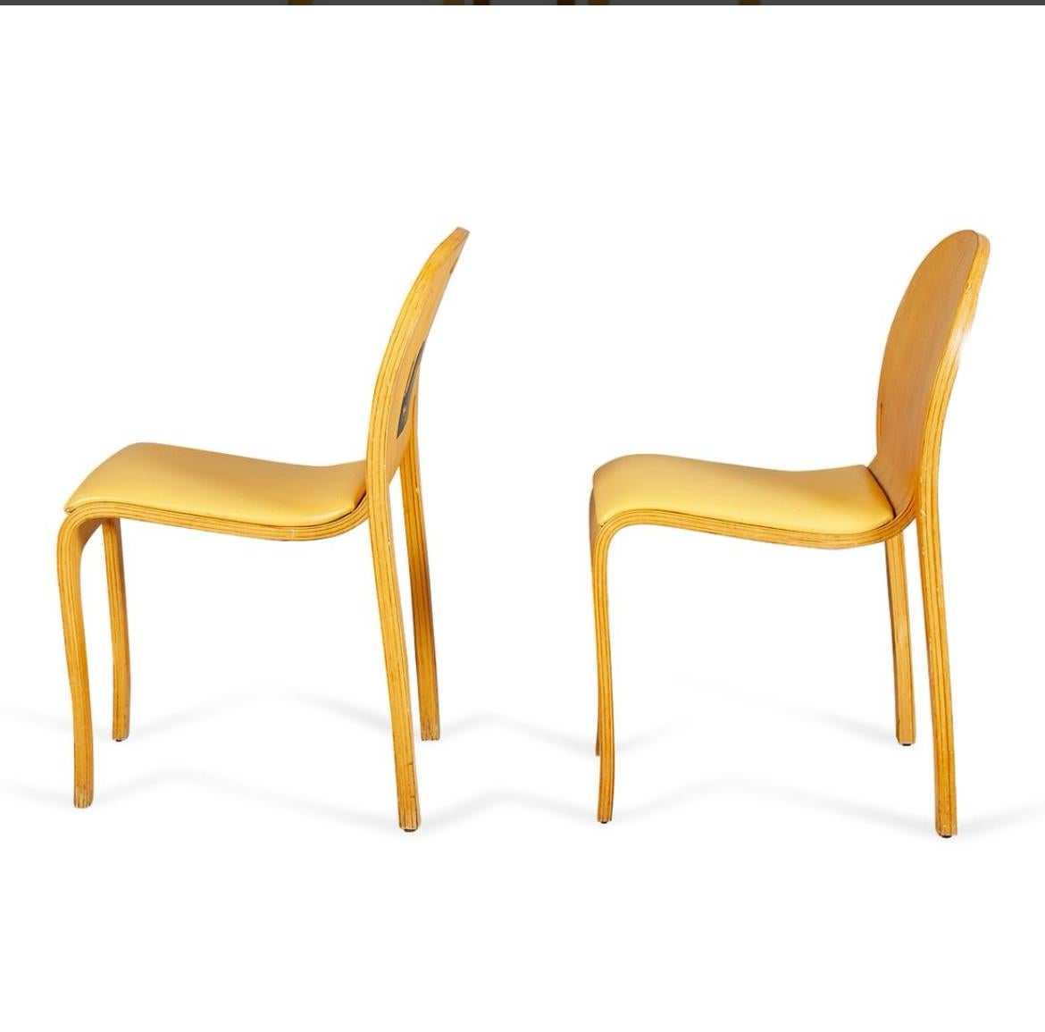 Américain 4 chaises en bois courbé Peter Danko Design mi-siècle moderne en vente