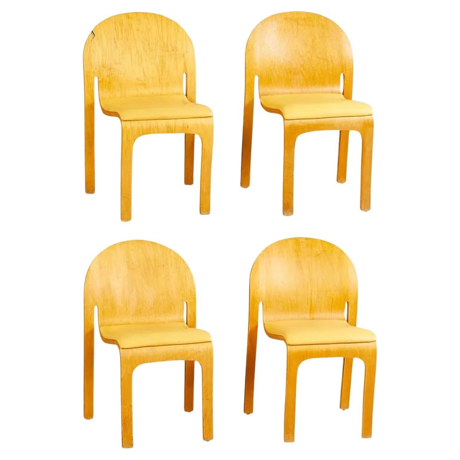 4 Peter Danko Design Sillas Bodyform Modernas de Mitad de Siglo Madera Doblada