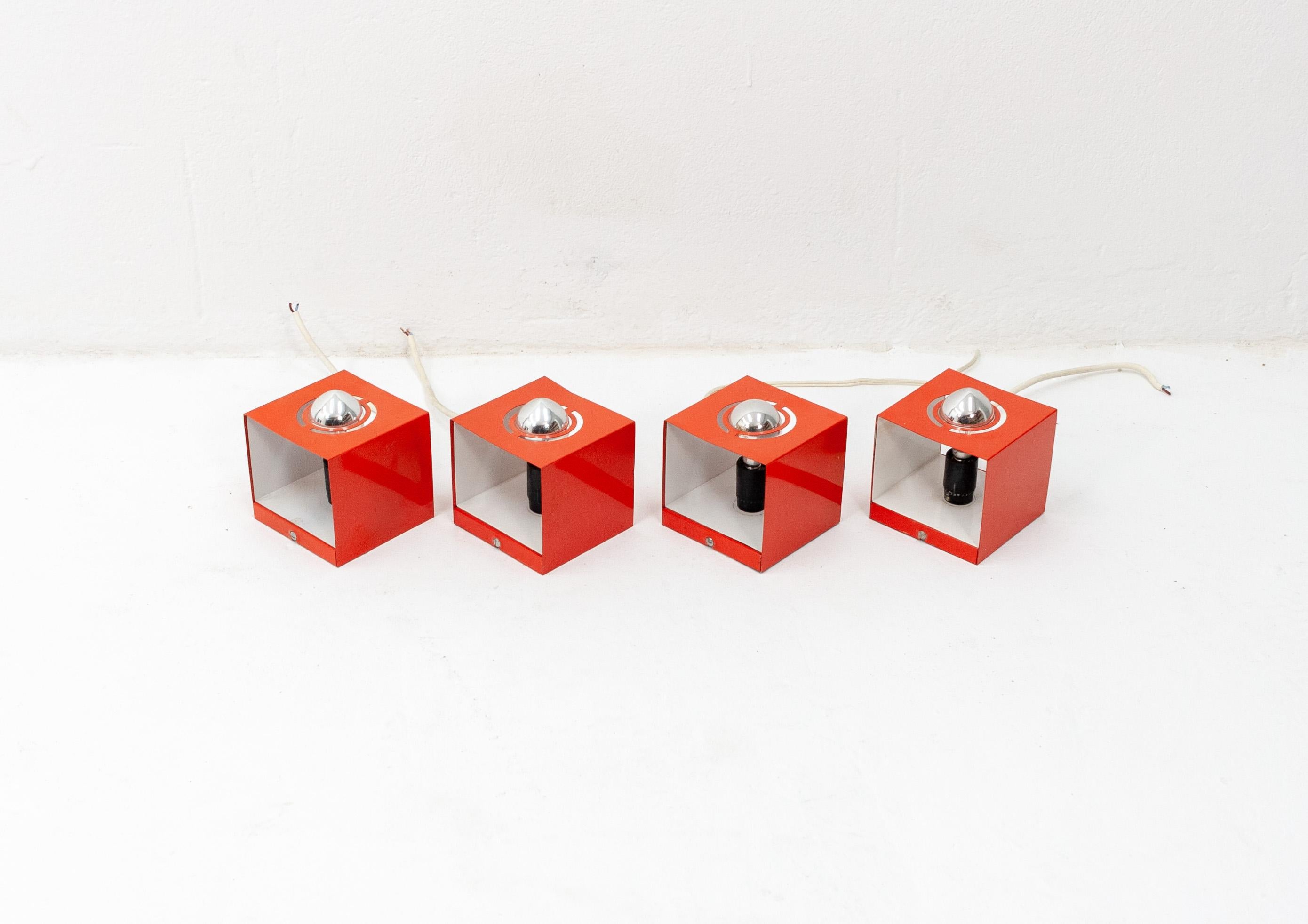 Metal 4 Philips Cube Lights in Orange, 1970s