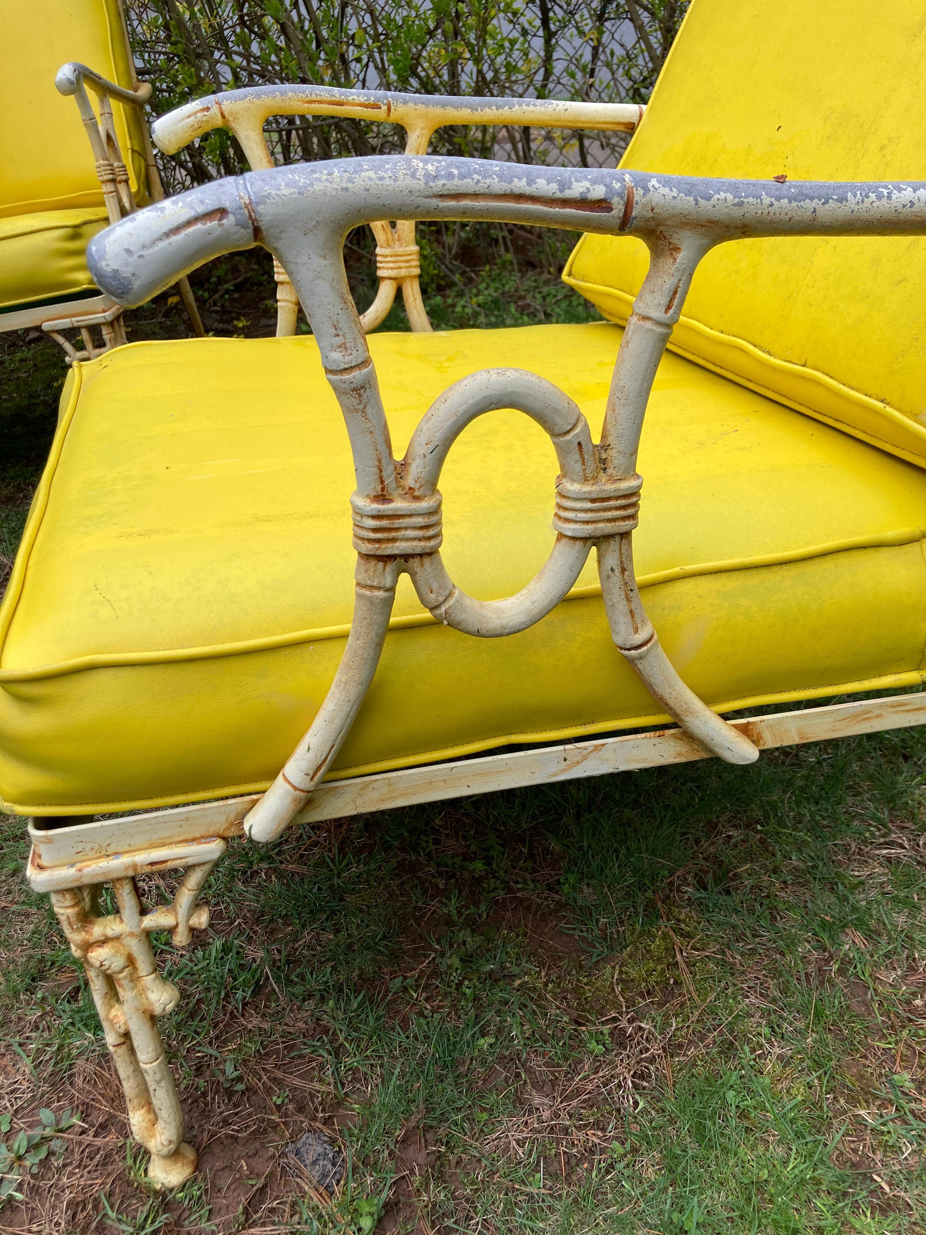 4 Piece 1950s Faux Bamboo Garden Furniture Set at 1stDibs