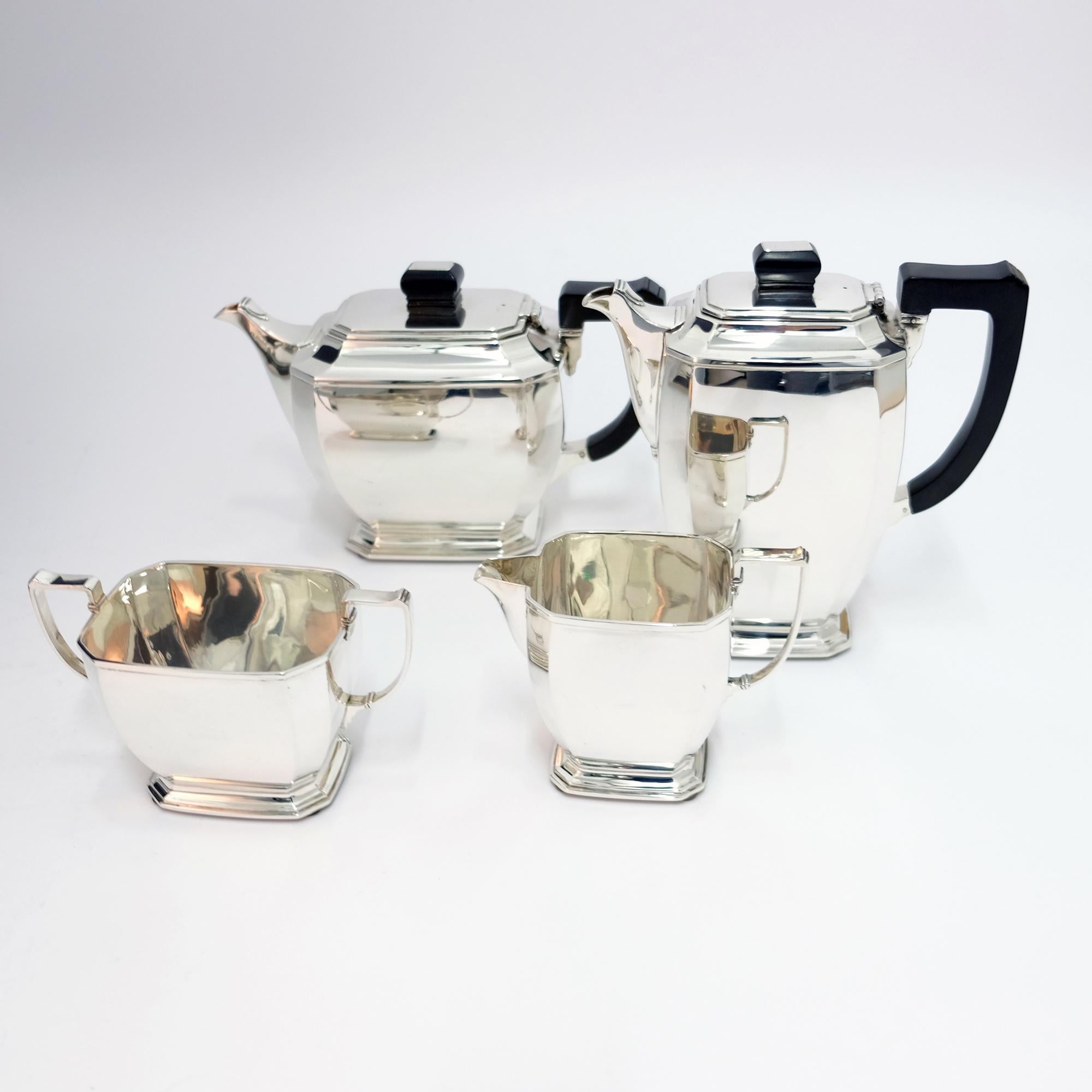 Mid-20th Century 4-Piece Art Deco Silver Tea and Coffee Service