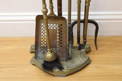 4 Piece Brass Fireplace Tool Set