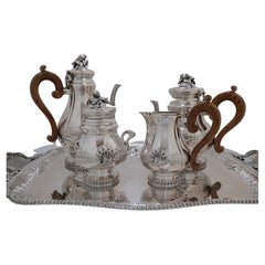 4-Piece Coffee Set with Tray in 925 Silver by Messulam, Italy (1900)