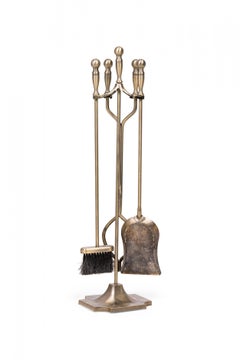 Modern 4-Piece Metal Fire Tools Set with Molded Handles