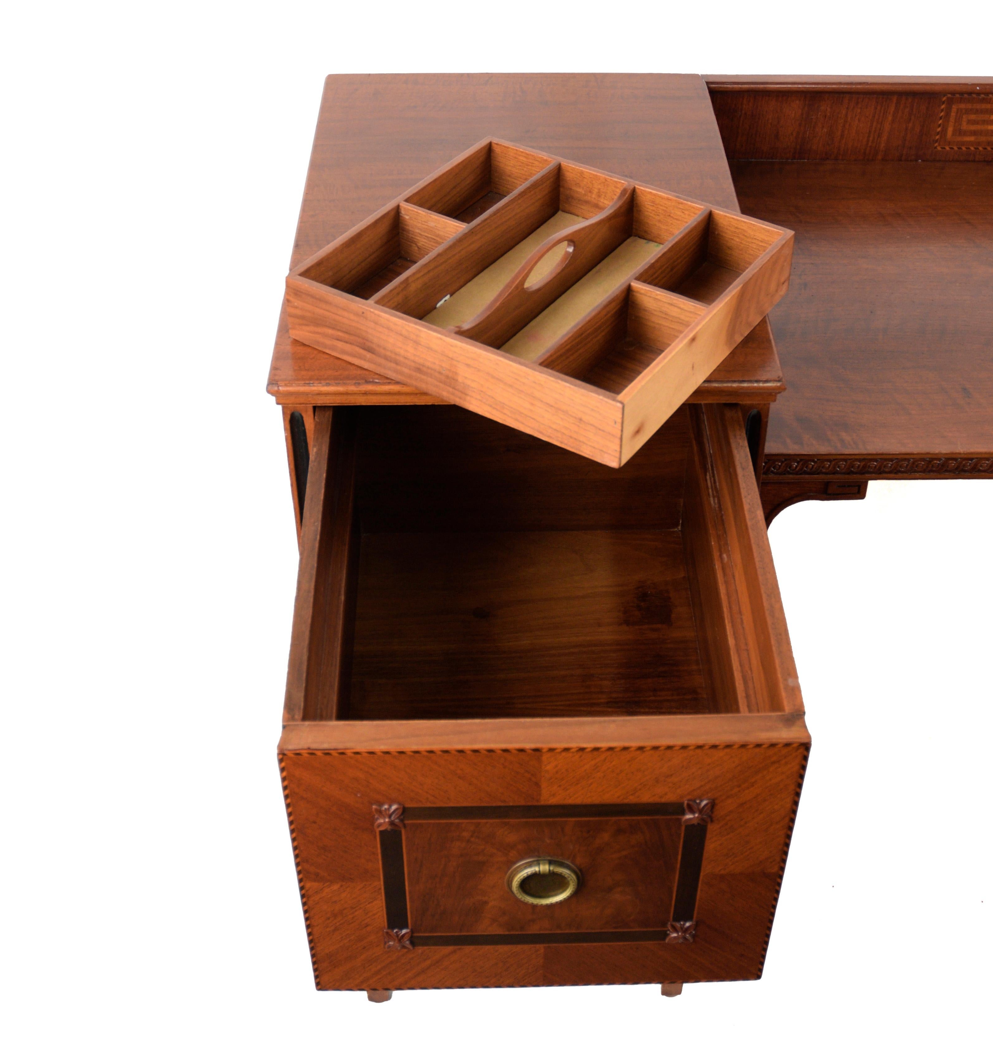 Hand-Crafted 4-Piece Federal Bedroom Set: Vanity, End Table, Dresser, Chest of Drawers For Sale