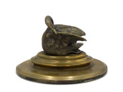 Juego de tintero de bronce Imperio Francés de 4 piezas con cisne