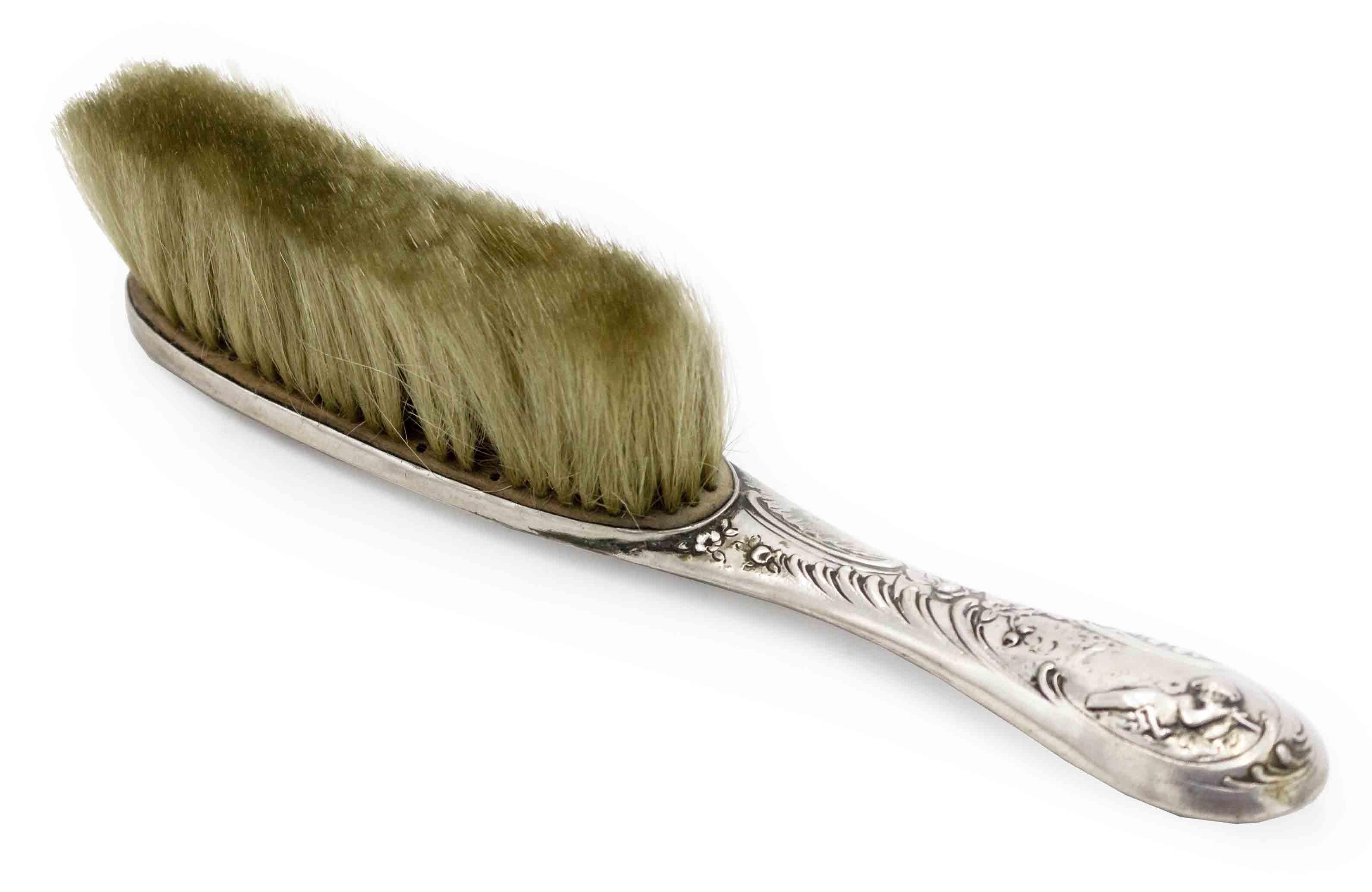 4-Piece French Louis XV Silver Vanity Brush Set For Sale 2