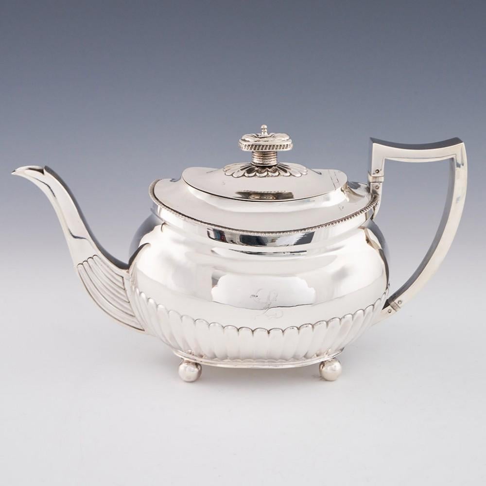 4 Piece George III Sterling Silver Tea and Coffee Service London, 1809 For Sale 4