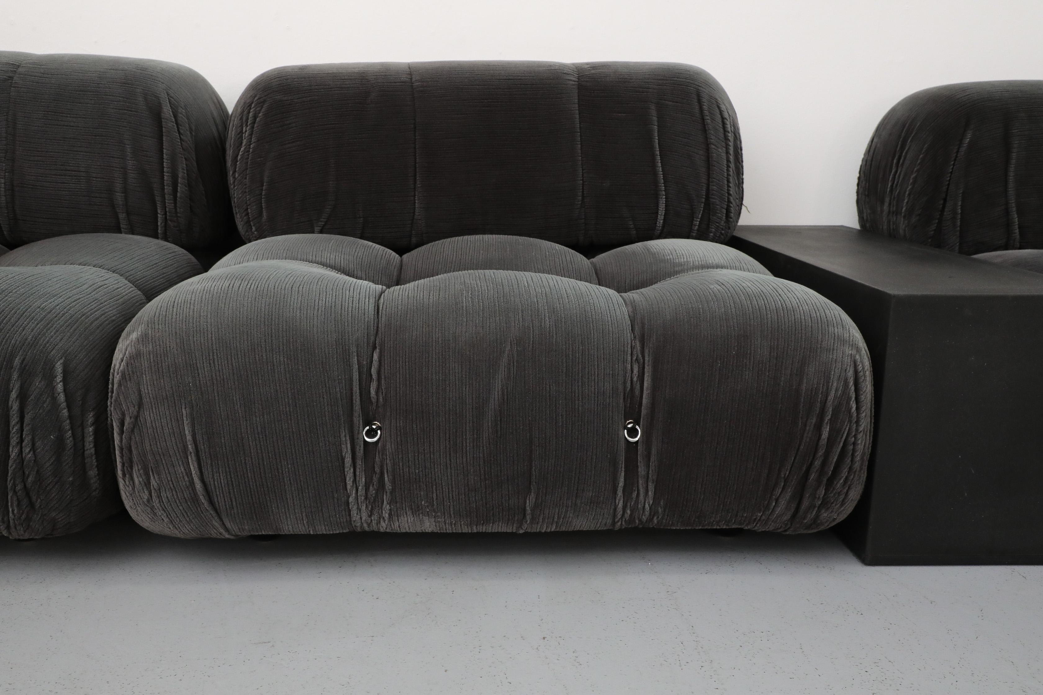 4 Piece Gray Velvet Corduroy 'Camaleonda' Sofa by Mario Bellini for B&B Italia For Sale 3