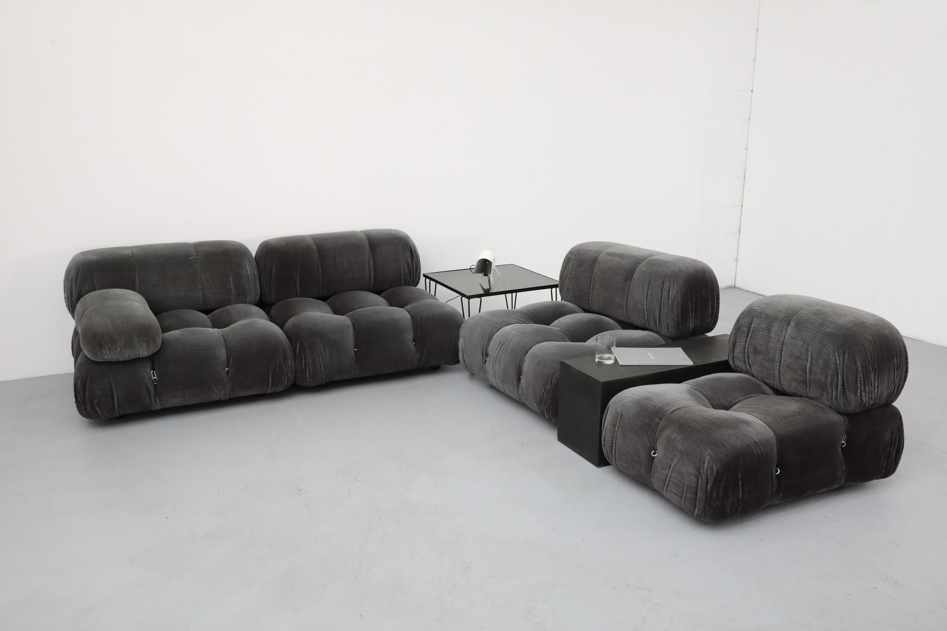 4 Piece Gray Velvet Corduroy 'Camaleonda' Sofa by Mario Bellini for B&B Italia For Sale 5