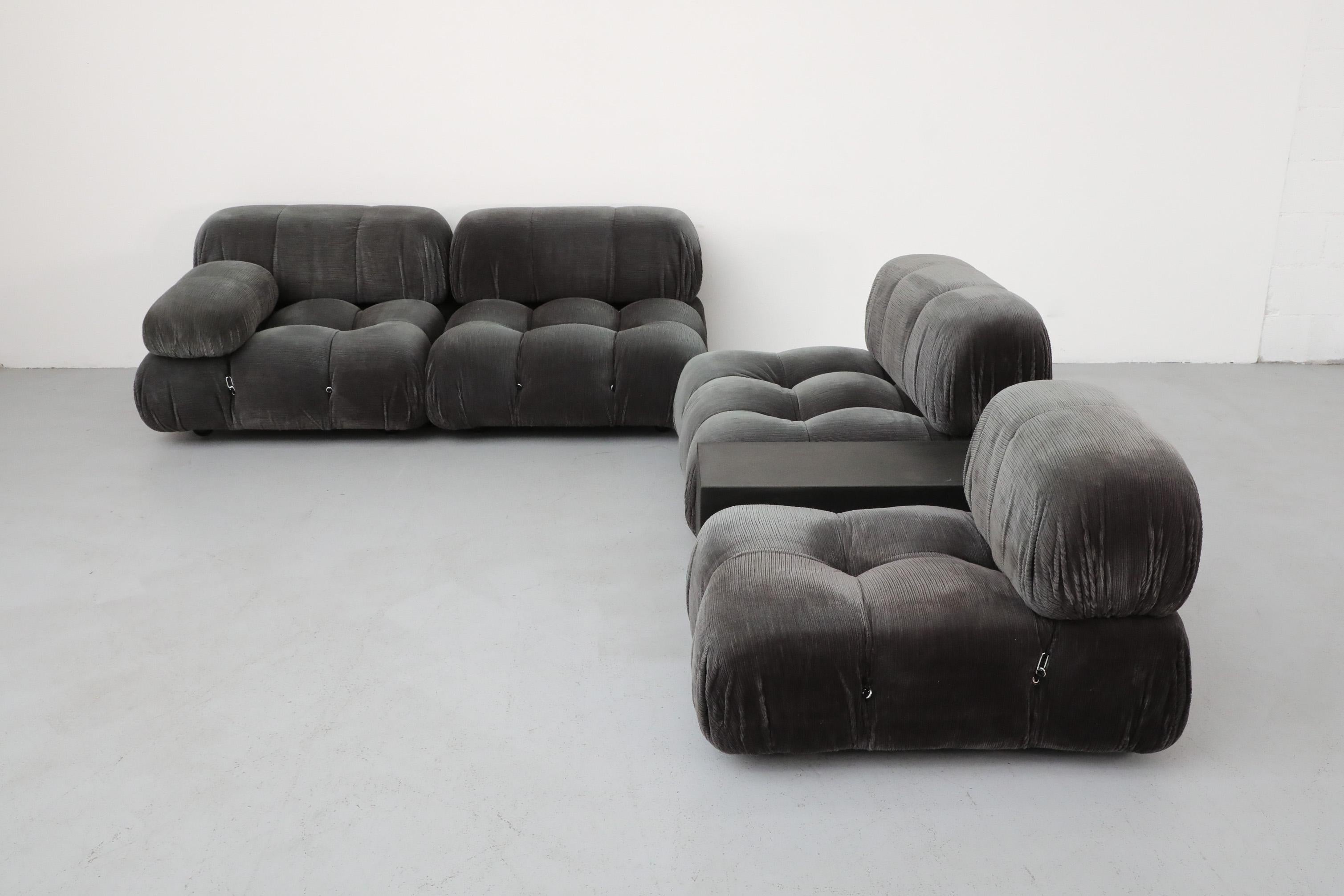 4 Piece Gray Velvet Corduroy 'Camaleonda' Sofa by Mario Bellini for B&B Italia For Sale 6