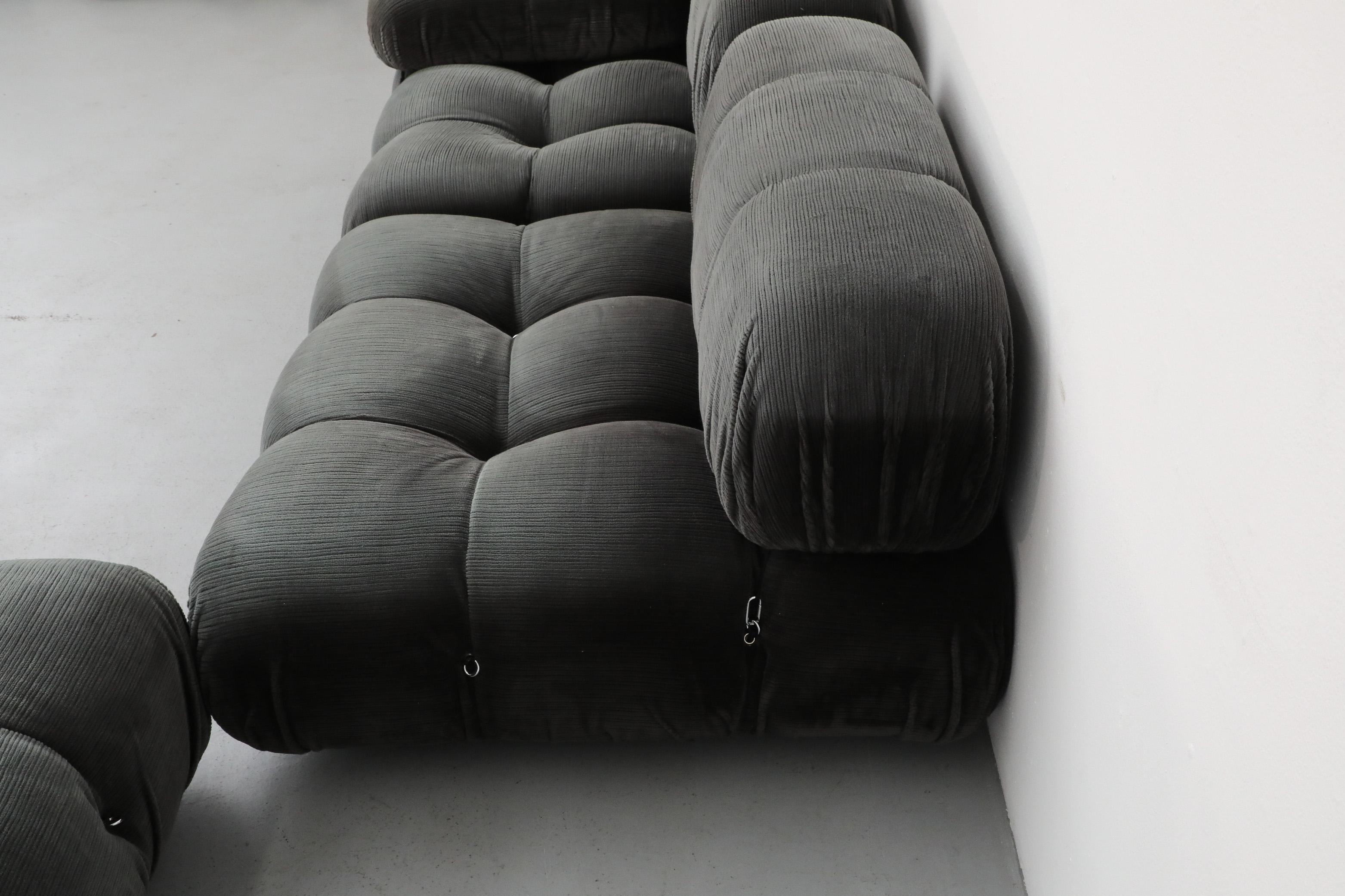 4 Piece Gray Velvet Corduroy 'Camaleonda' Sofa by Mario Bellini for B&B Italia For Sale 7