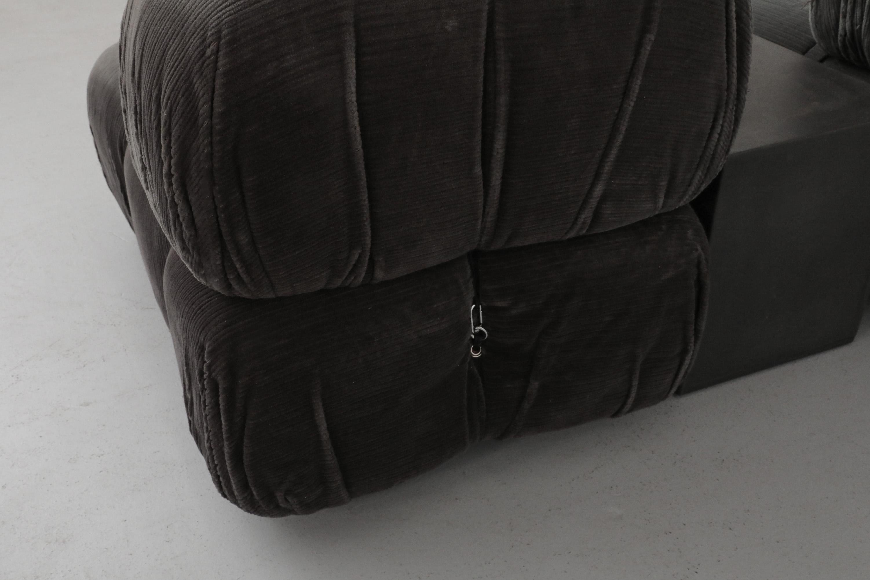 4 Piece Gray Velvet Corduroy 'Camaleonda' Sofa by Mario Bellini for B&B Italia For Sale 8