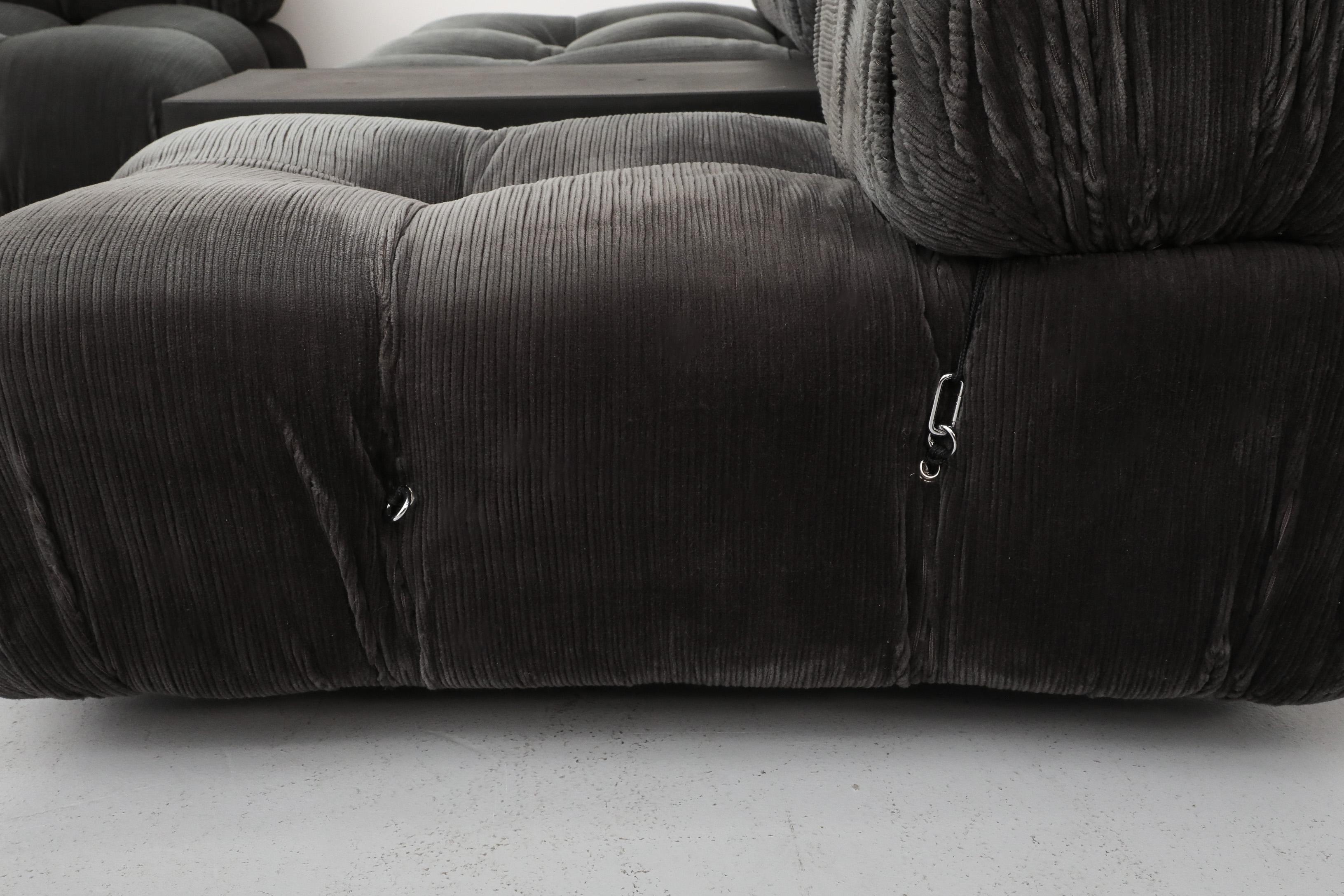 4 Piece Gray Velvet Corduroy 'Camaleonda' Sofa by Mario Bellini for B&B Italia For Sale 9