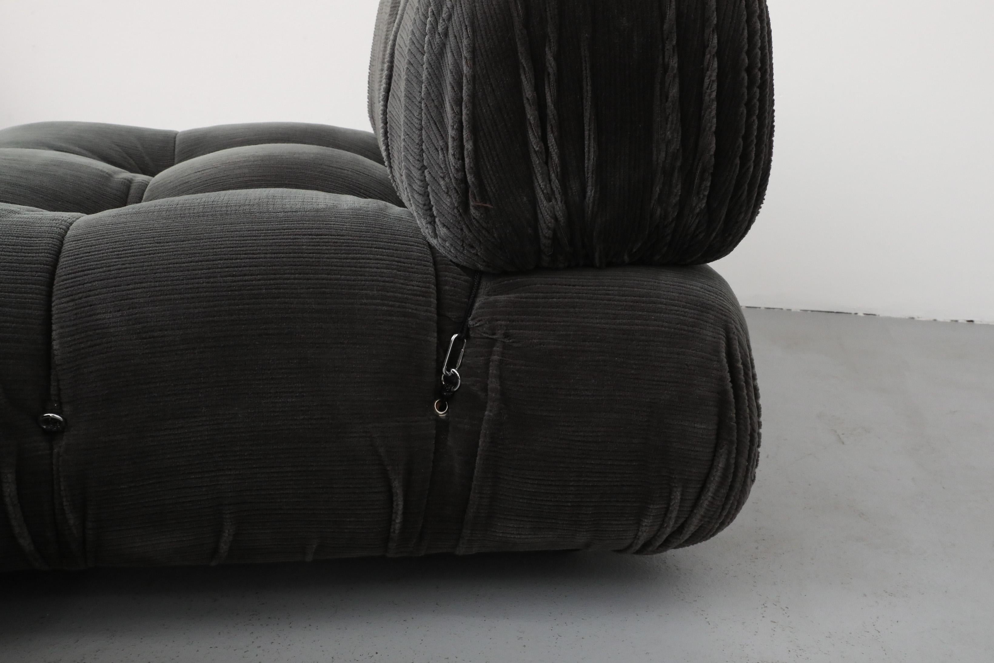 4 Piece Gray Velvet Corduroy 'Camaleonda' Sofa by Mario Bellini for B&B Italia For Sale 10
