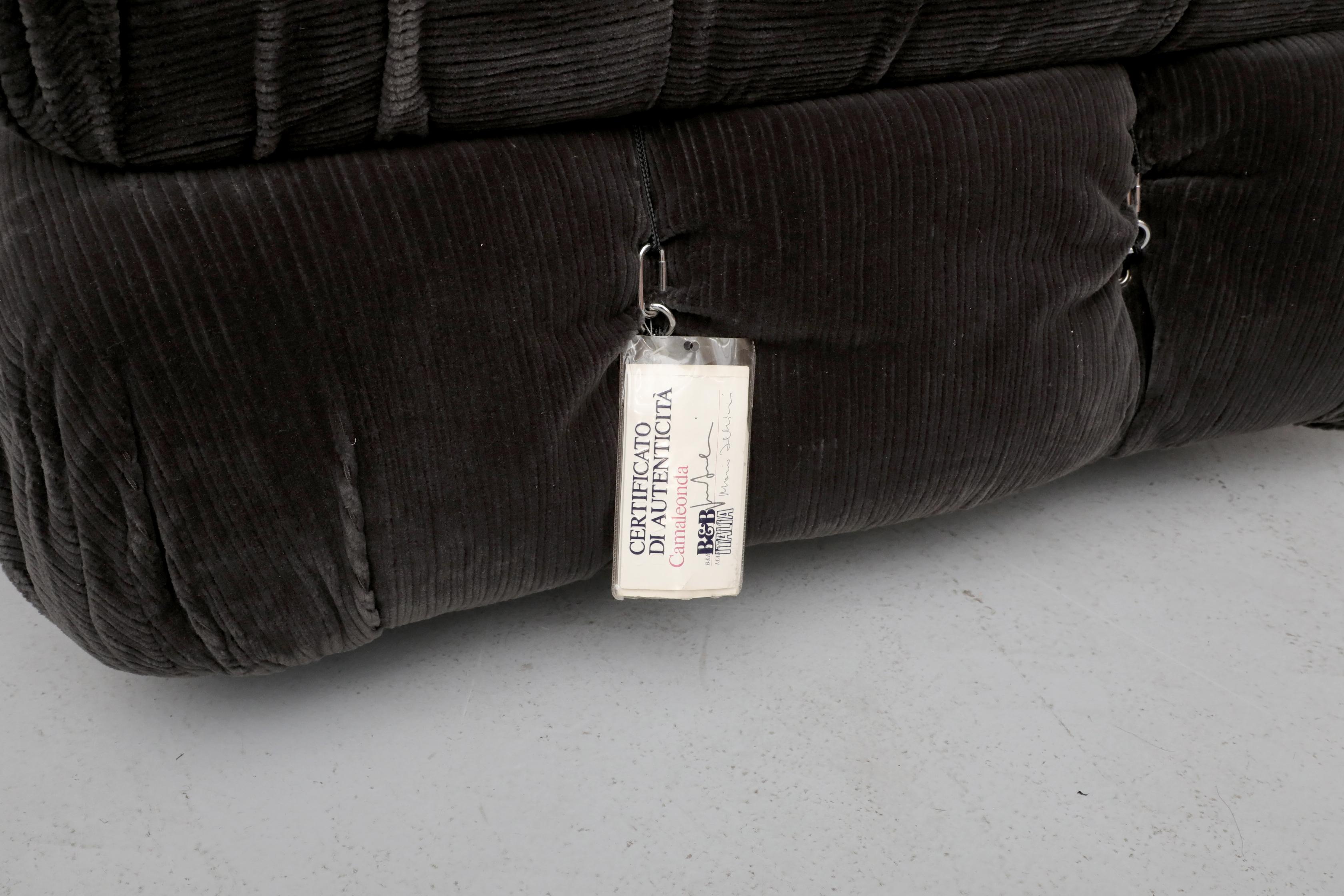 4 Piece Gray Velvet Corduroy 'Camaleonda' Sofa by Mario Bellini for B&B Italia For Sale 13