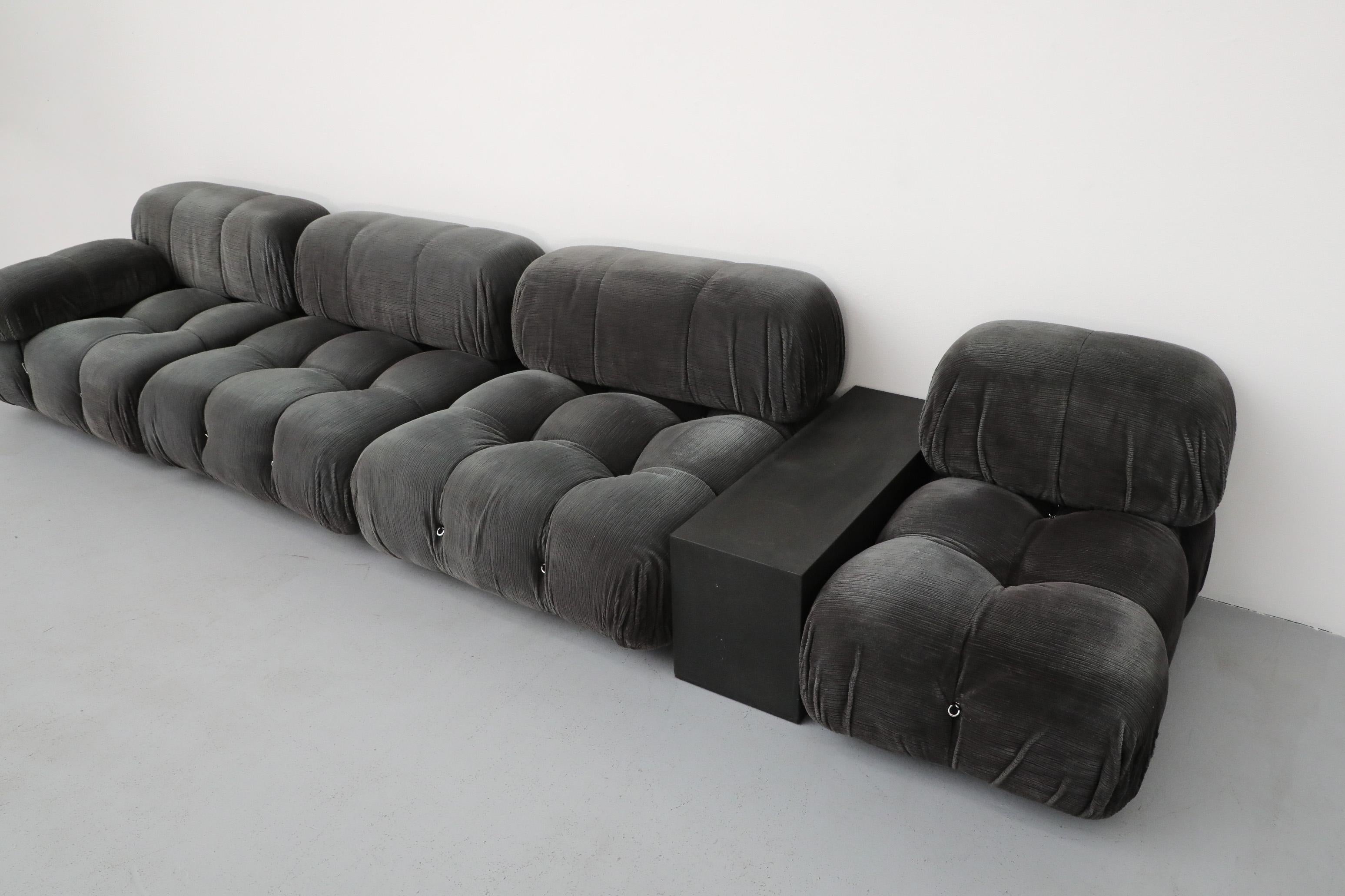 Mid-Century Modern 4 Piece Gray Velvet Corduroy 'Camaleonda' Sofa by Mario Bellini for B&B Italia For Sale