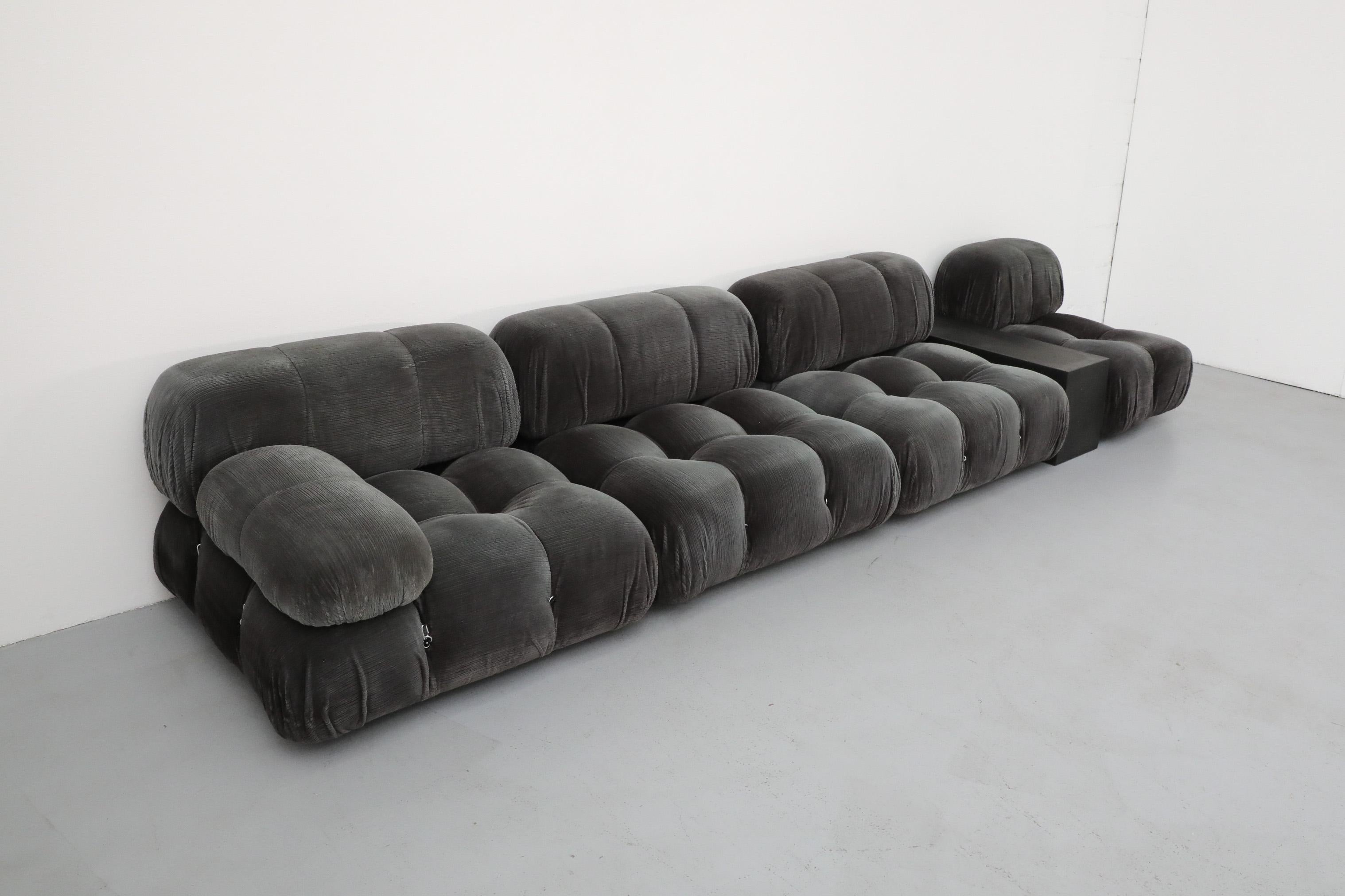 Italian 4 Piece Gray Velvet Corduroy 'Camaleonda' Sofa by Mario Bellini for B&B Italia For Sale