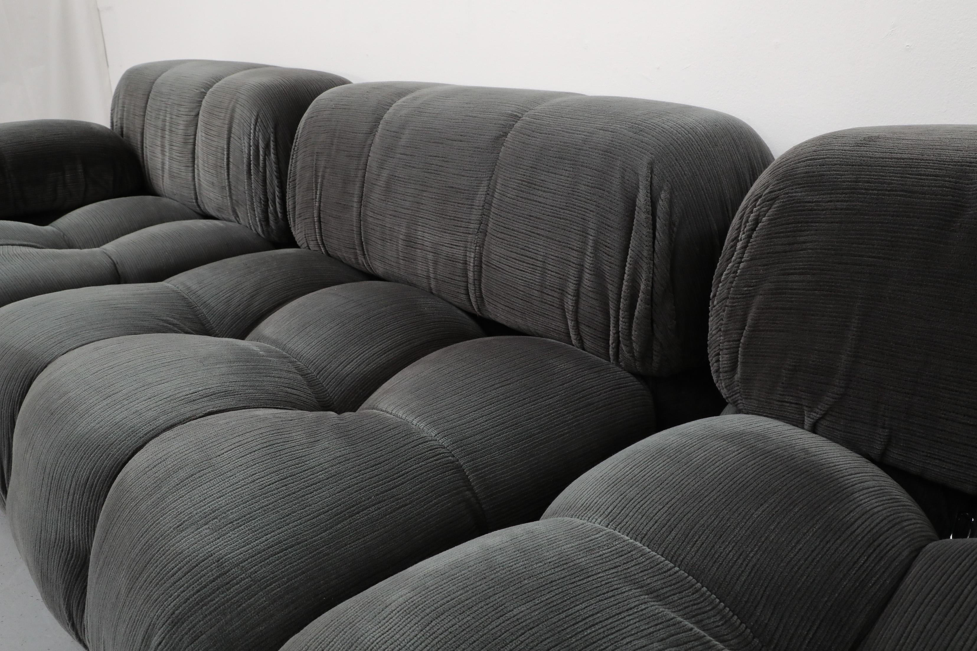 Late 20th Century 4 Piece Gray Velvet Corduroy 'Camaleonda' Sofa by Mario Bellini for B&B Italia For Sale
