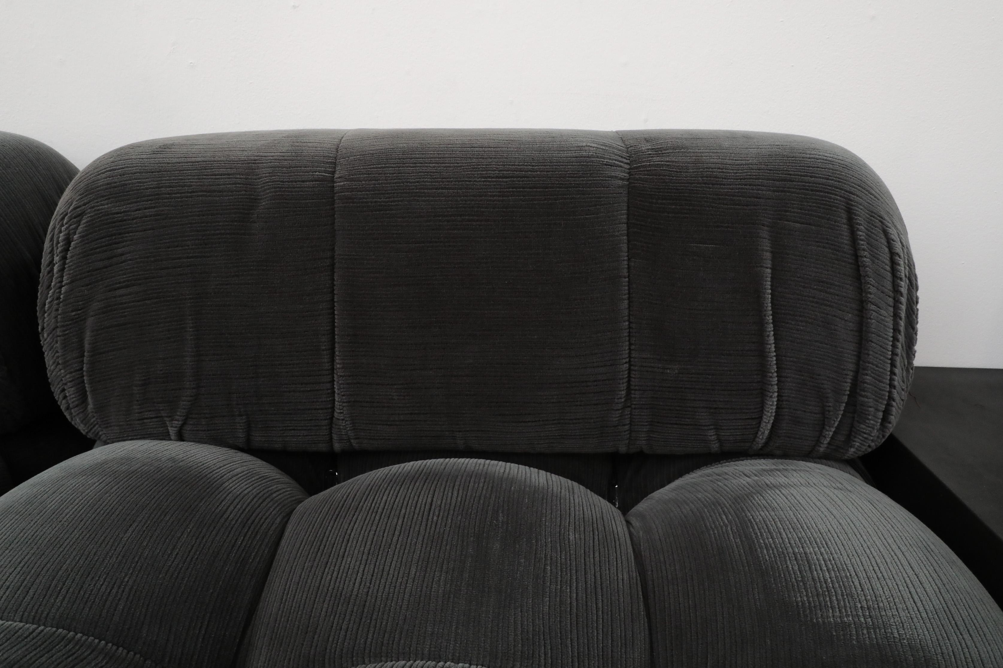 Metal 4 Piece Gray Velvet Corduroy 'Camaleonda' Sofa by Mario Bellini for B&B Italia For Sale