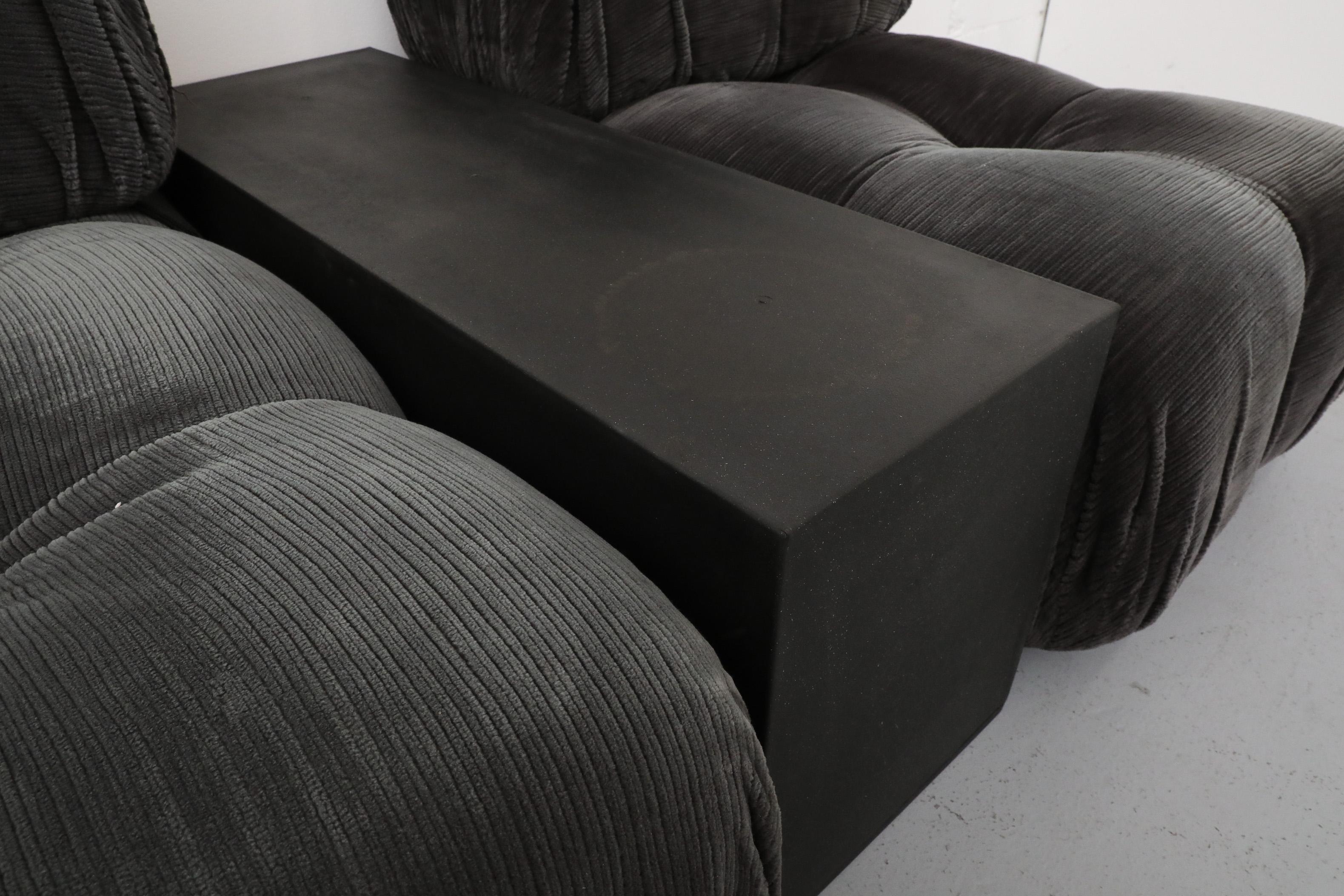 4 Piece Gray Velvet Corduroy 'Camaleonda' Sofa by Mario Bellini for B&B Italia For Sale 1