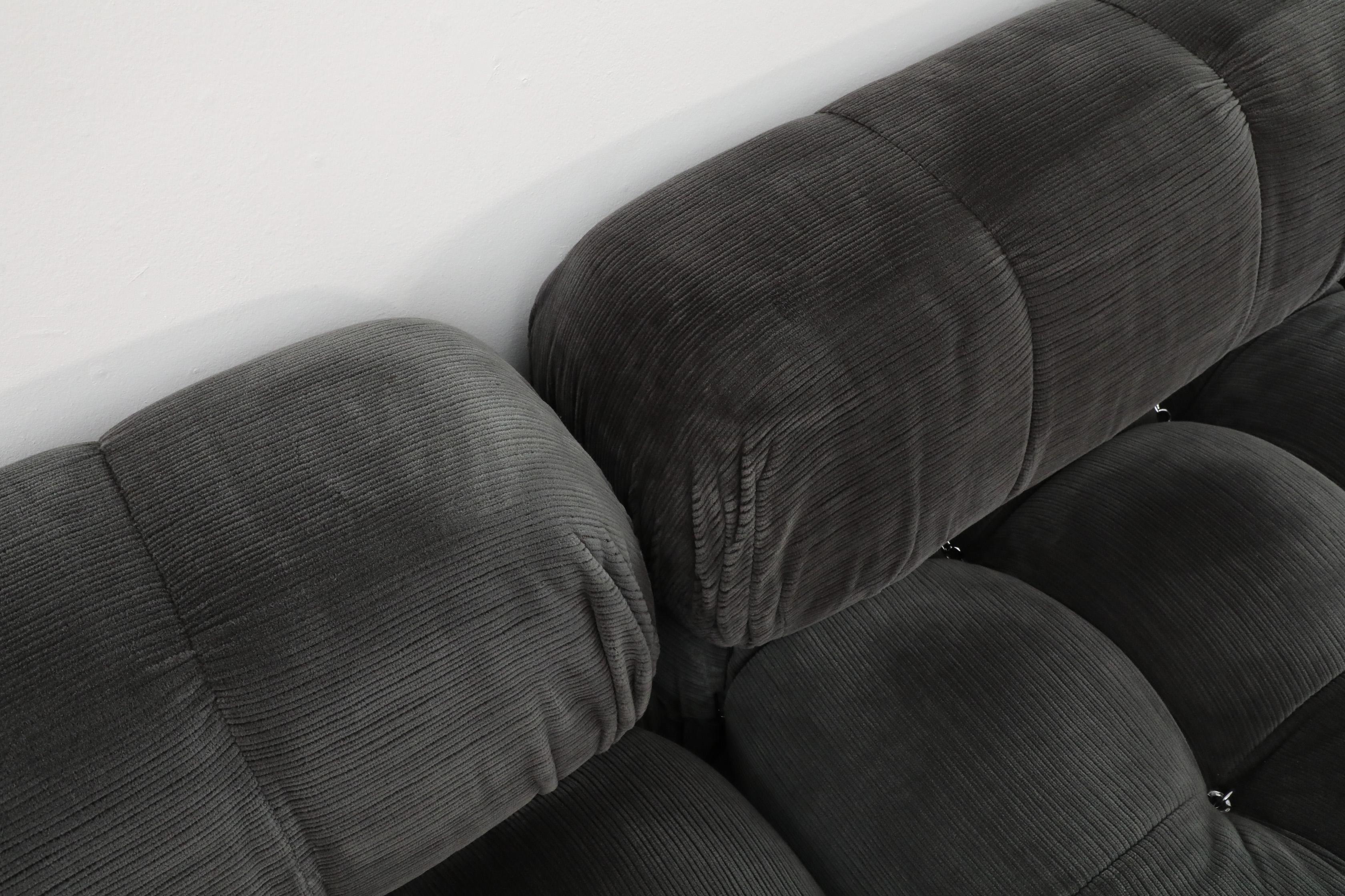 4 Piece Gray Velvet Corduroy 'Camaleonda' Sofa by Mario Bellini for B&B Italia For Sale 2