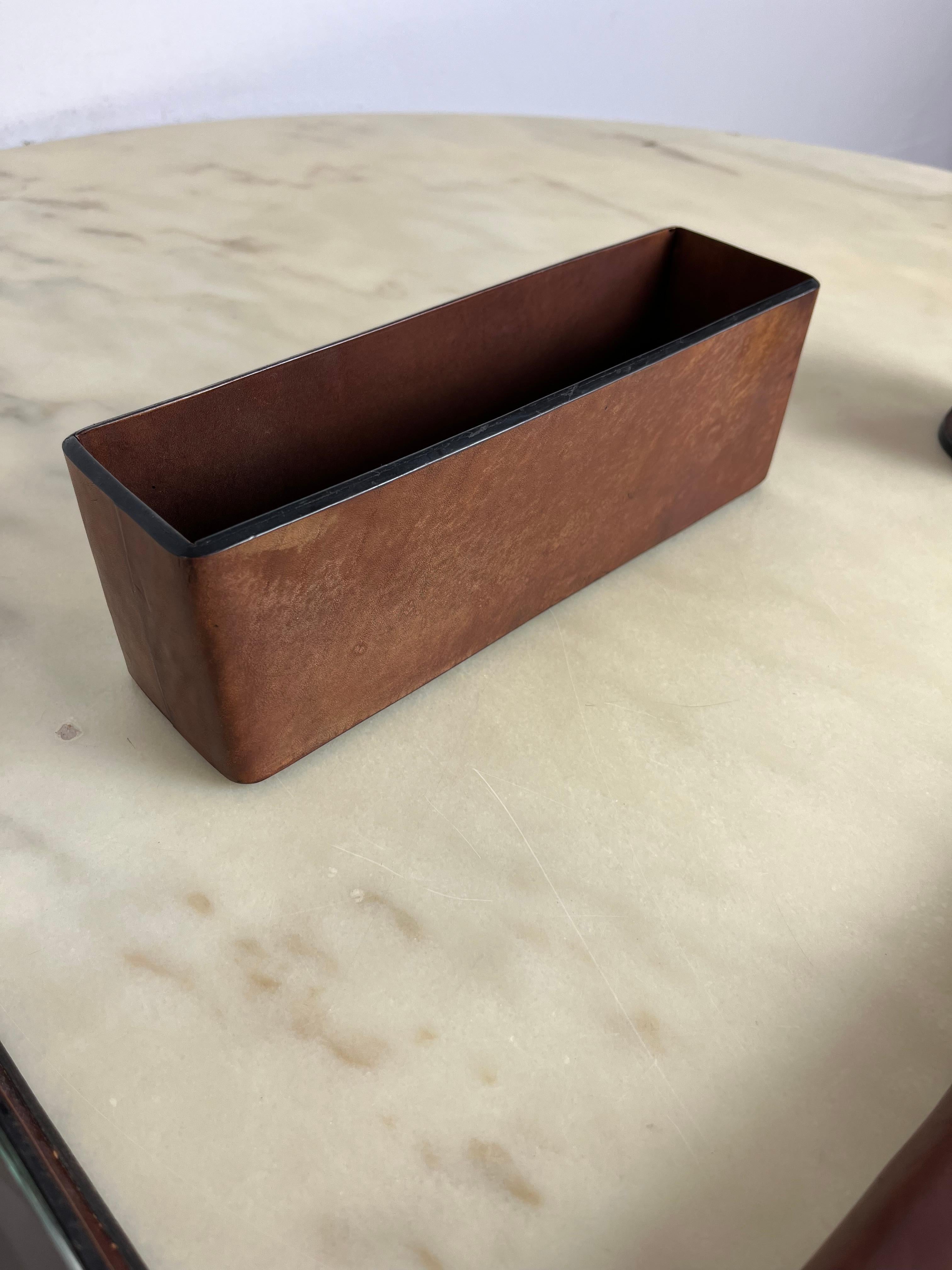 Late 20th Century 4 Piece Leather Desk Set 1980s For Sale