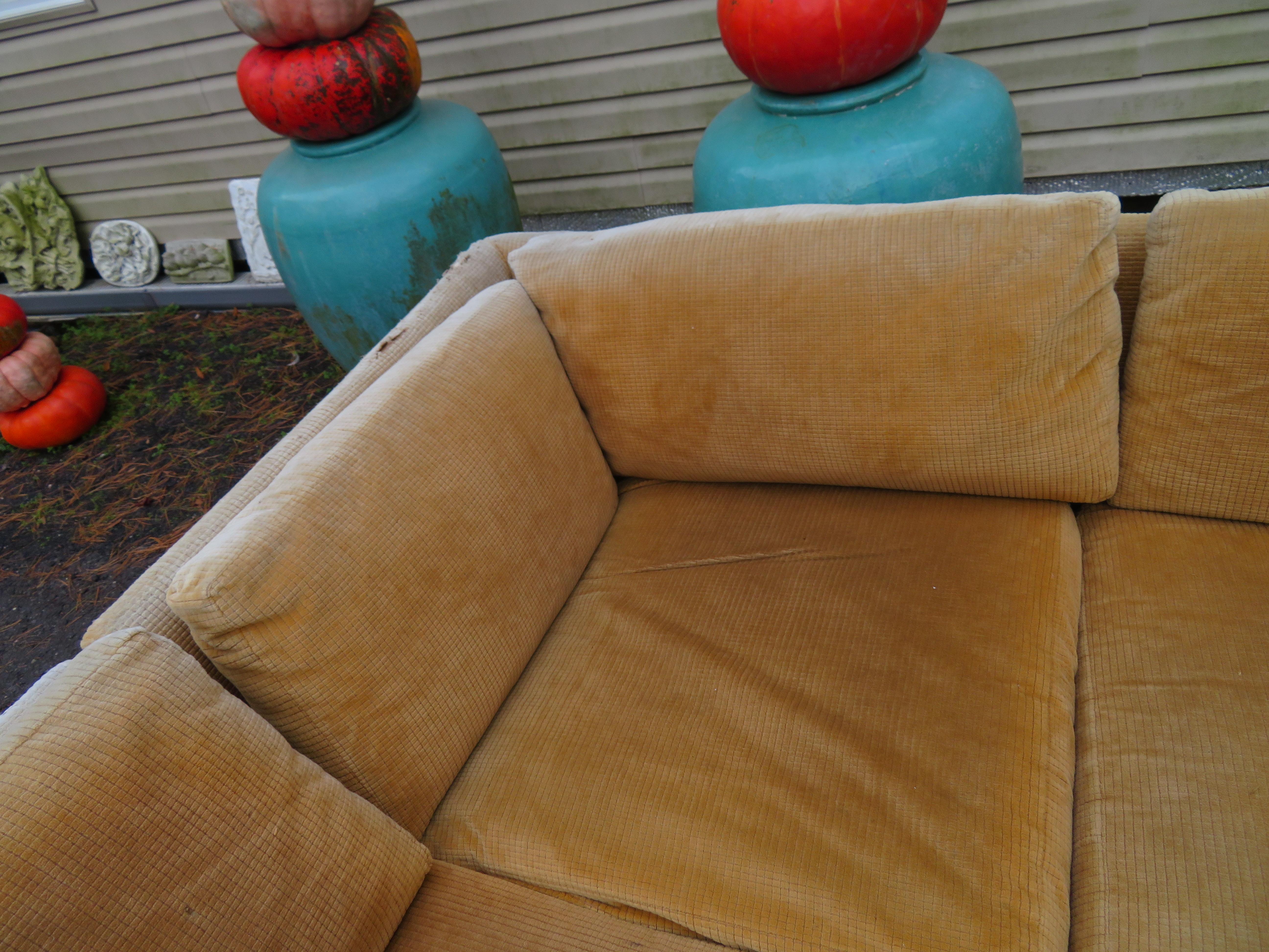 4 Piece Milo Baughman Style Platform Sectional Sofa Mid-Century Modern 5