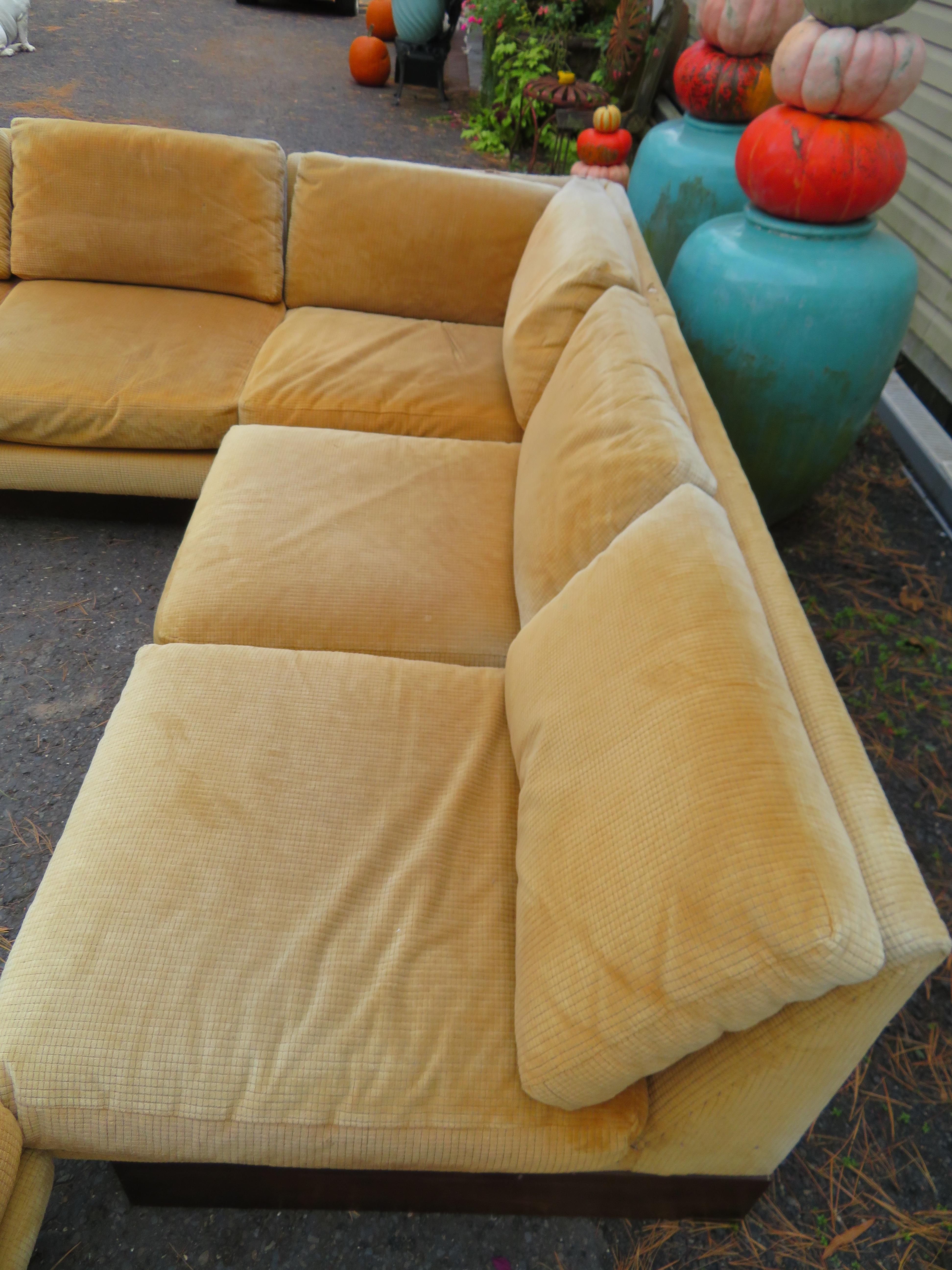 American 4 Piece Milo Baughman Style Platform Sectional Sofa Mid-Century Modern