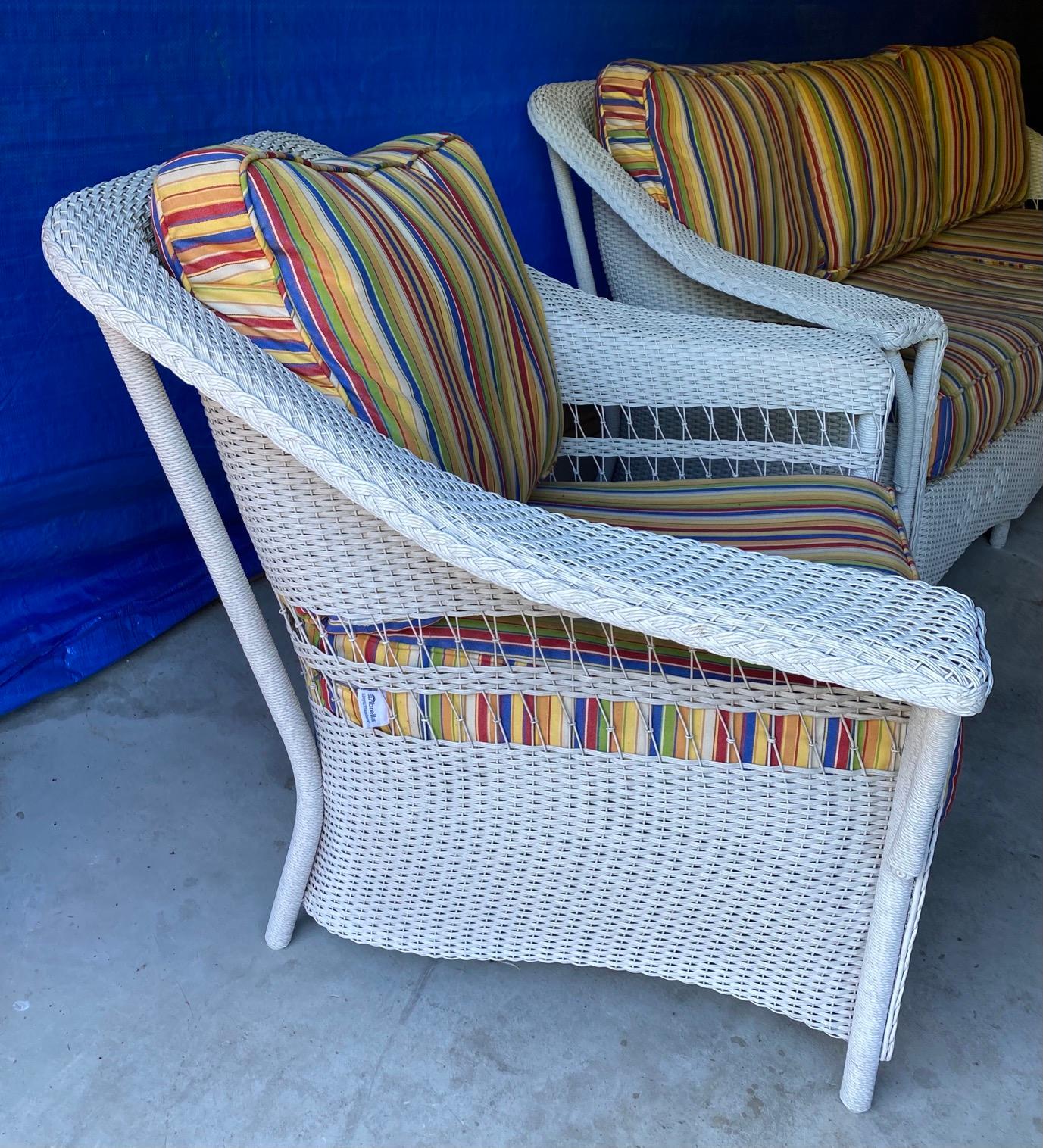 4 Piece Wicker Patio Seating Ensemble For Sale 3