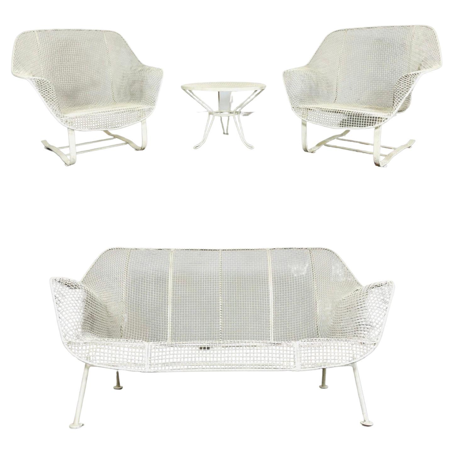 Russell Woodard Style Metal Garden or Porch Sofa with Matching Lounge