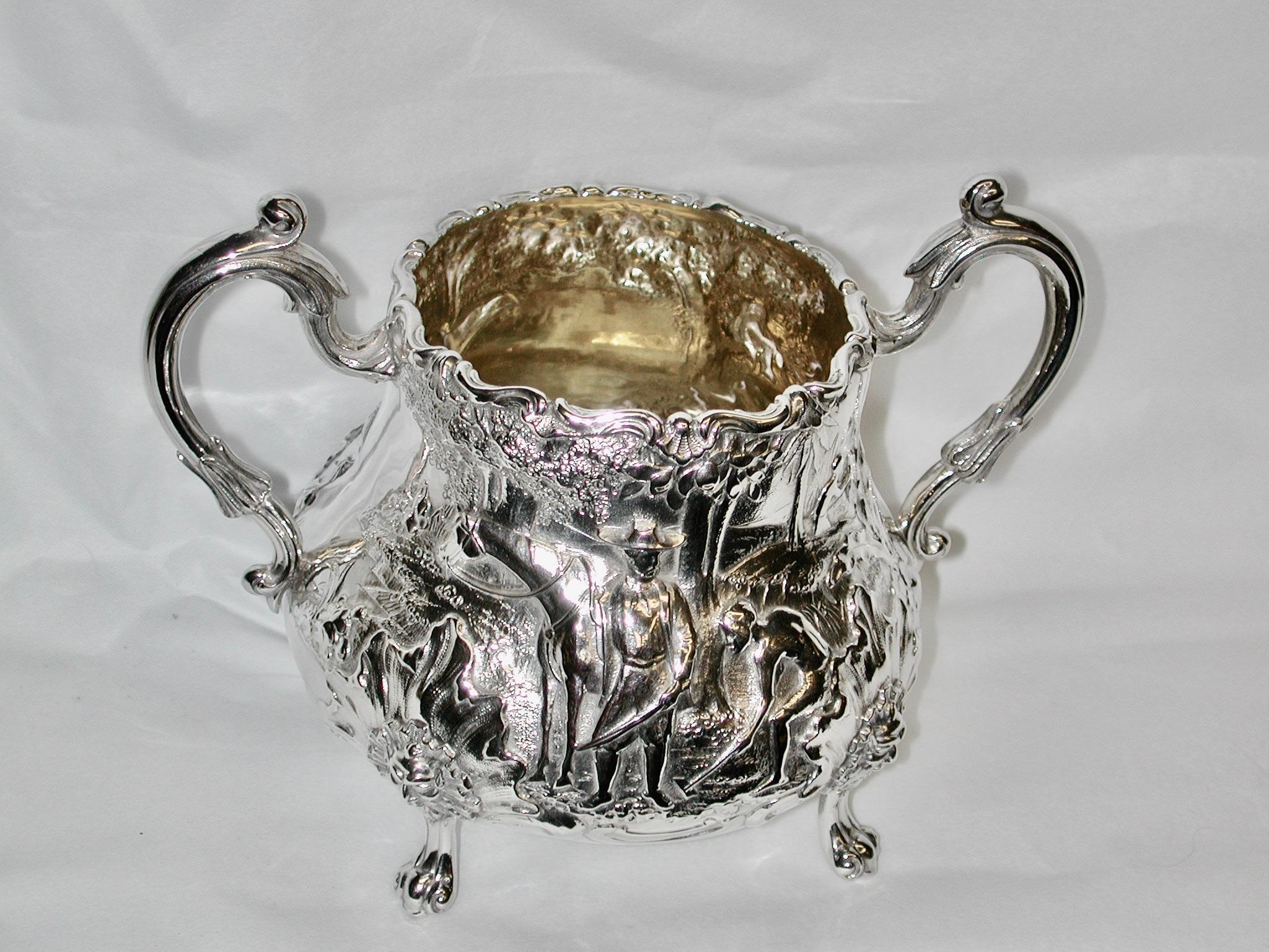 4 Piece Scenic Victorian Silver Tea & Coffee Set Robert Harper 1862/63 London For Sale 10