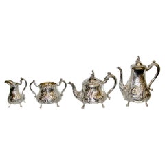 Service à thé et café scénique en argent victorien de 4 pièces Robert Harper 1862/63, Londres