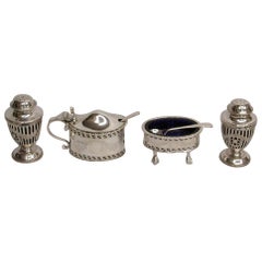 4-Piece Silver Georgian Style Condiment Set, 1926-1929