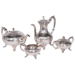 4-Piece Sterling Tea Set with Ebony Bands, 950 Silver