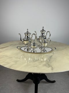 4-Piece Tea and Coffee Service Plus Tray, Empire Style, 800 Silver, Italy, 1980