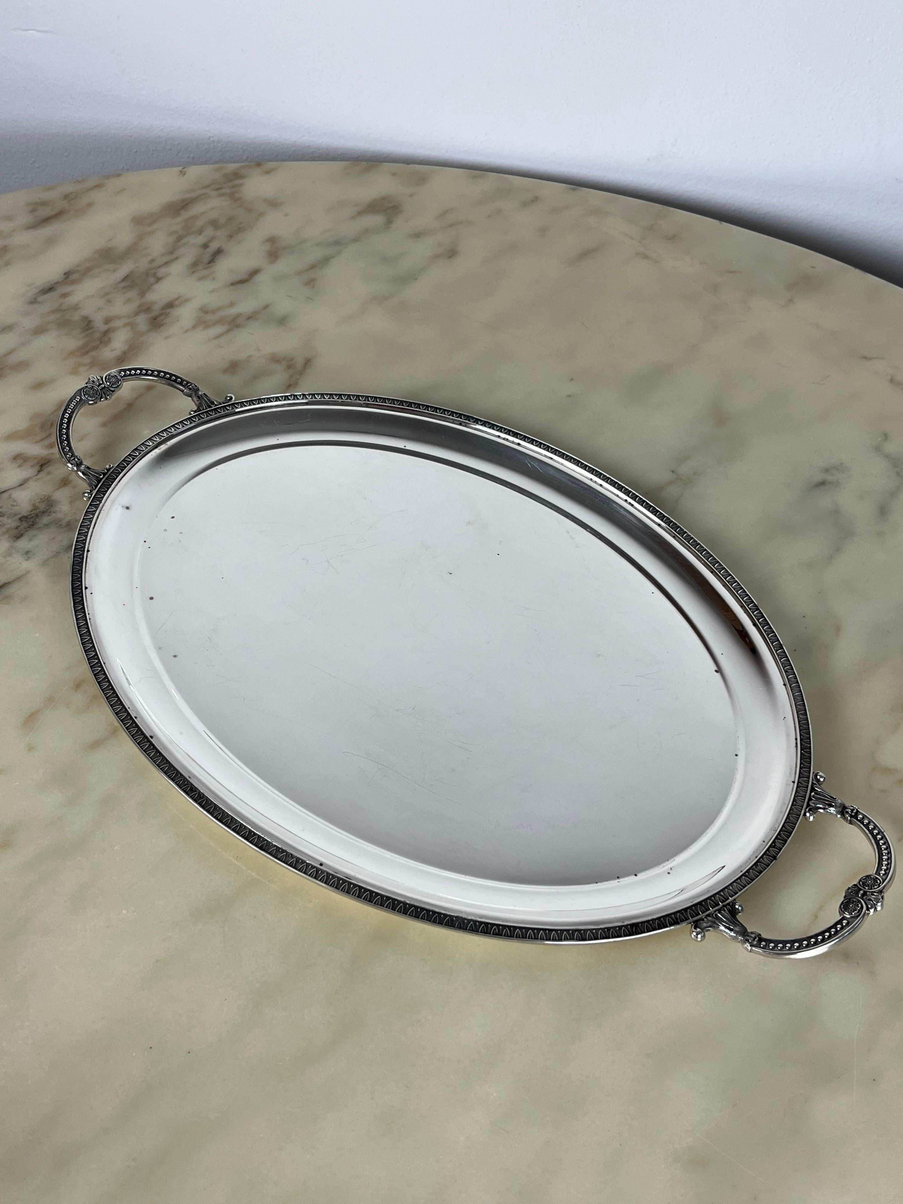 Servizio da tè e caffè a 4 pezzi più vassoio, stile impero, argento 800, Italia, 1980 In condizioni buone in vendita a Palermo, IT