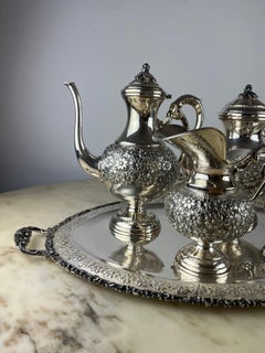 4-Piece Tea and Coffee Service Plus tTay, 800 Silver, Italy, 1980s