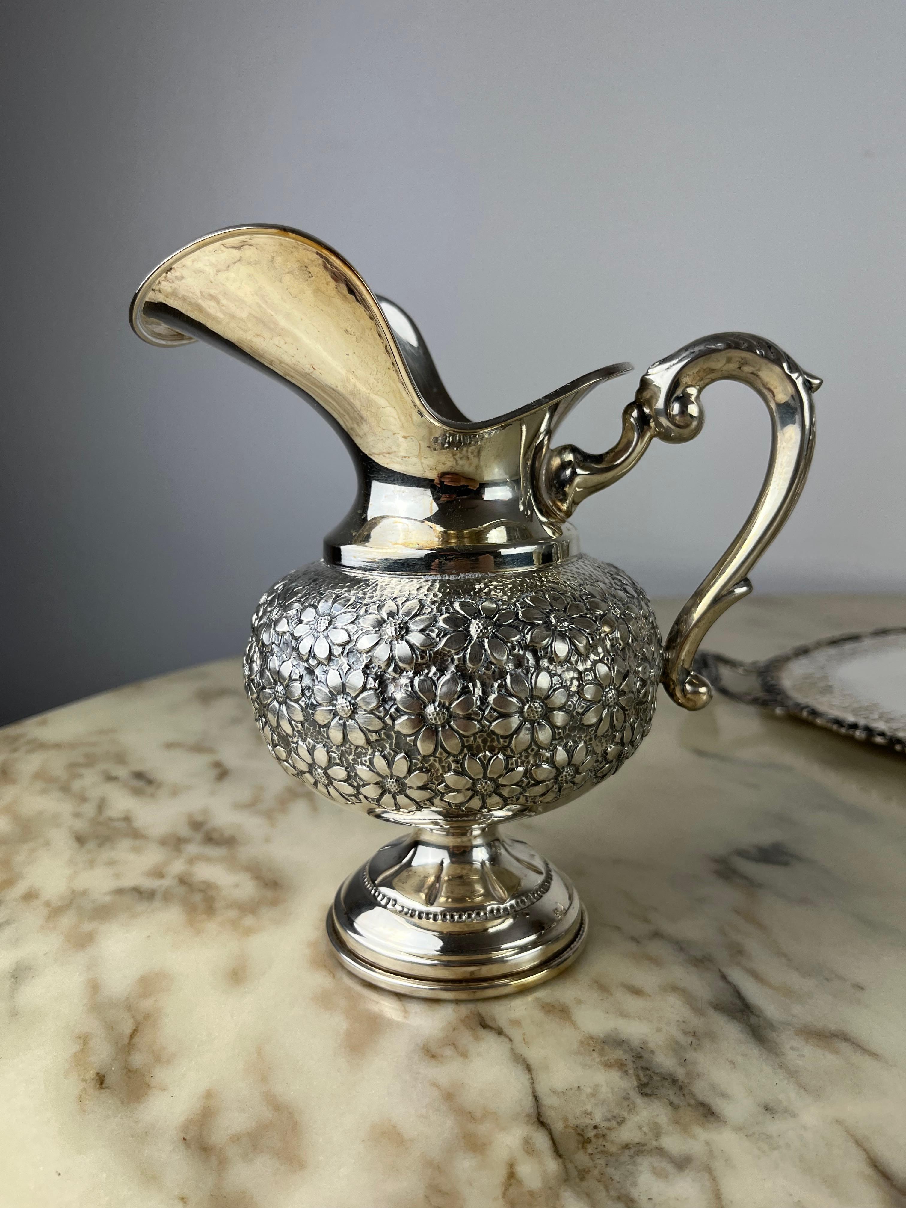 4-Piece Tea and Coffee Service Plus tTay, 800 Silver, Italy, 1980s For Sale 1