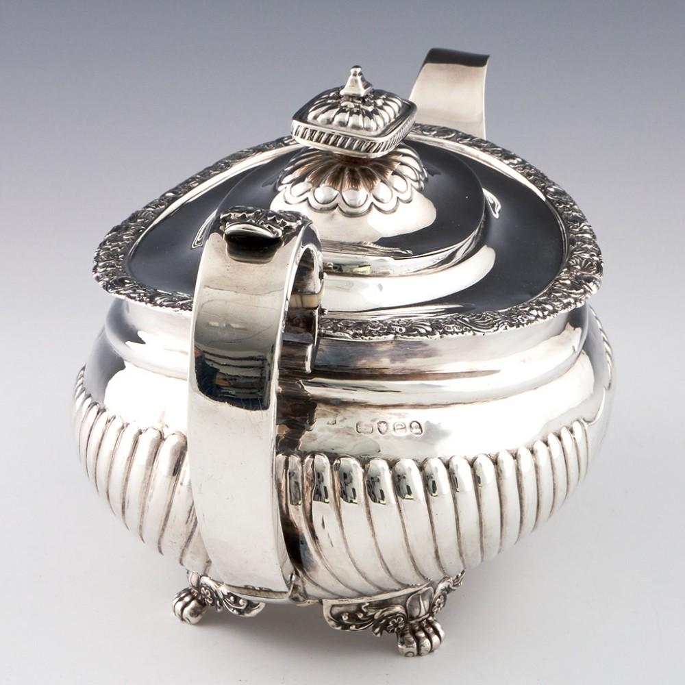 4 Piece Very Fine Regency Period Sterling Silver Tea Set London, 1818 For Sale 7