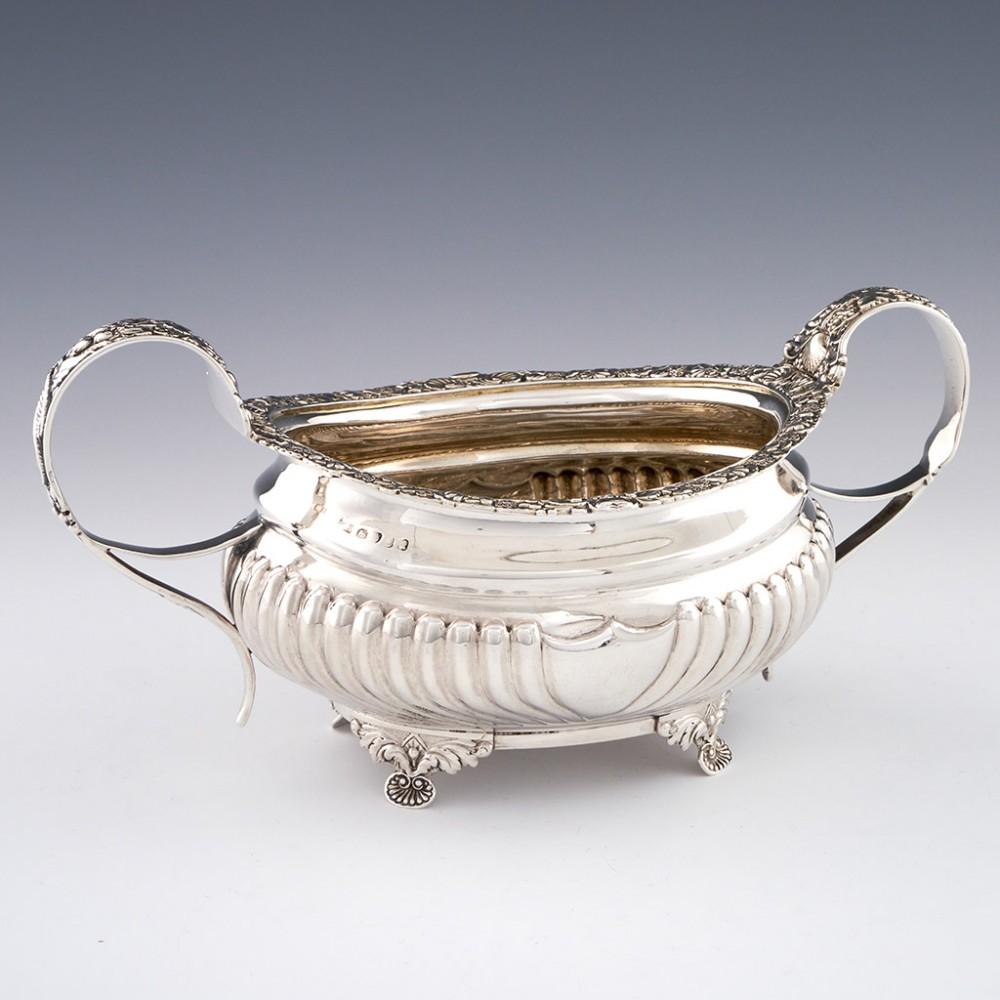4 Piece Very Fine Regency Period Sterling Silver Tea Set London, 1818 For Sale 14