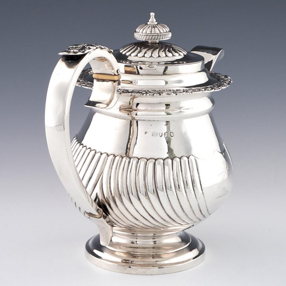 English 4 Piece Very Fine Regency Period Sterling Silver Tea Set London, 1818 For Sale